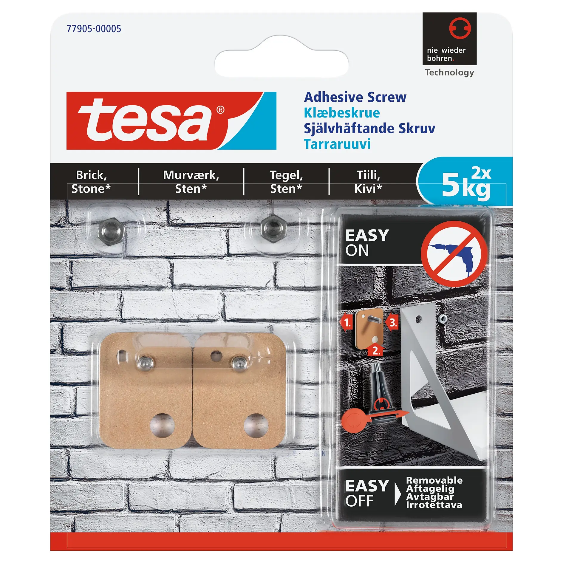 [en-en] tesa Smart Mounting System Adhesive screw for brick,stone up to 5kg