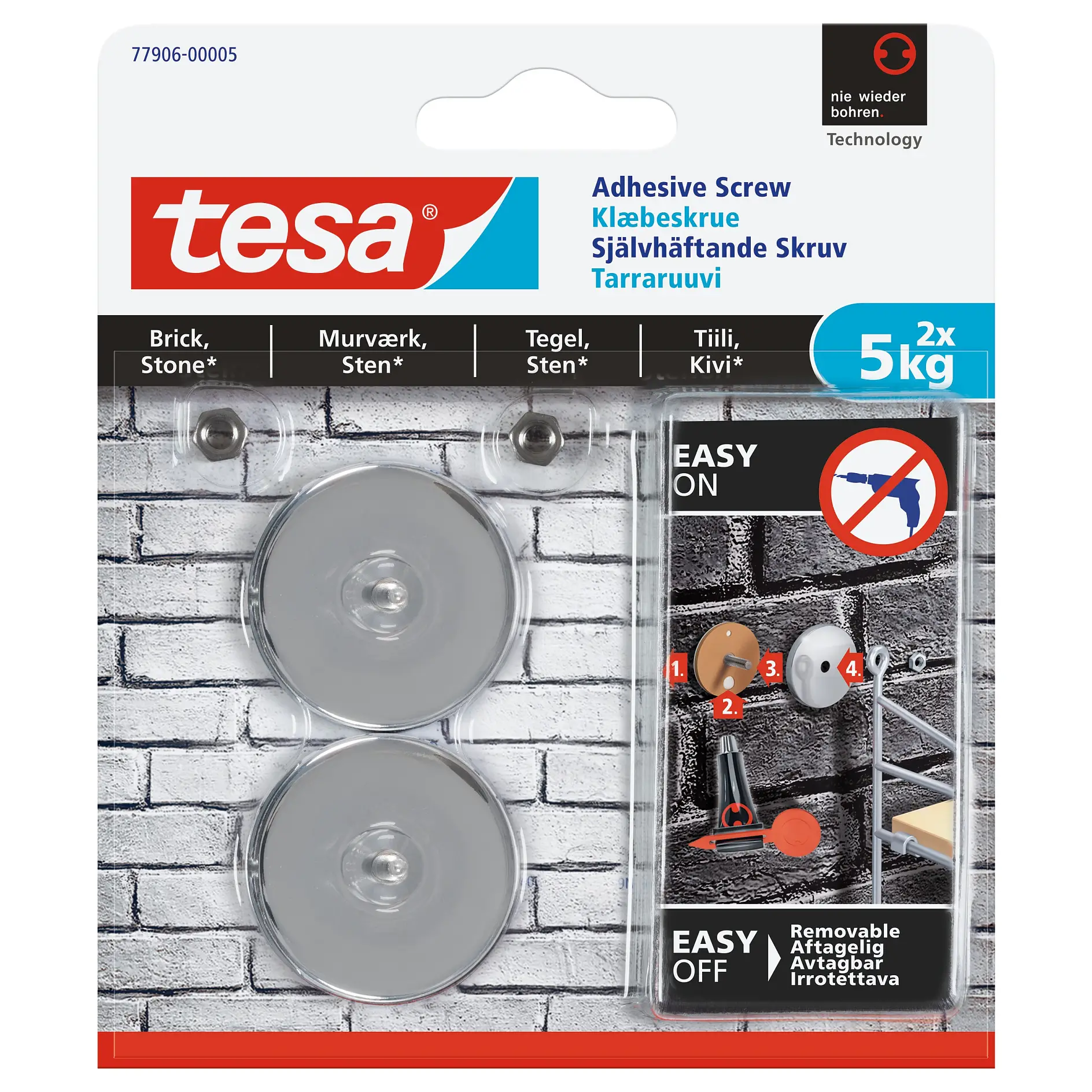 [en-en] tesa Smart Mounting System Adhesive screw for brick, stone, up to 5kg