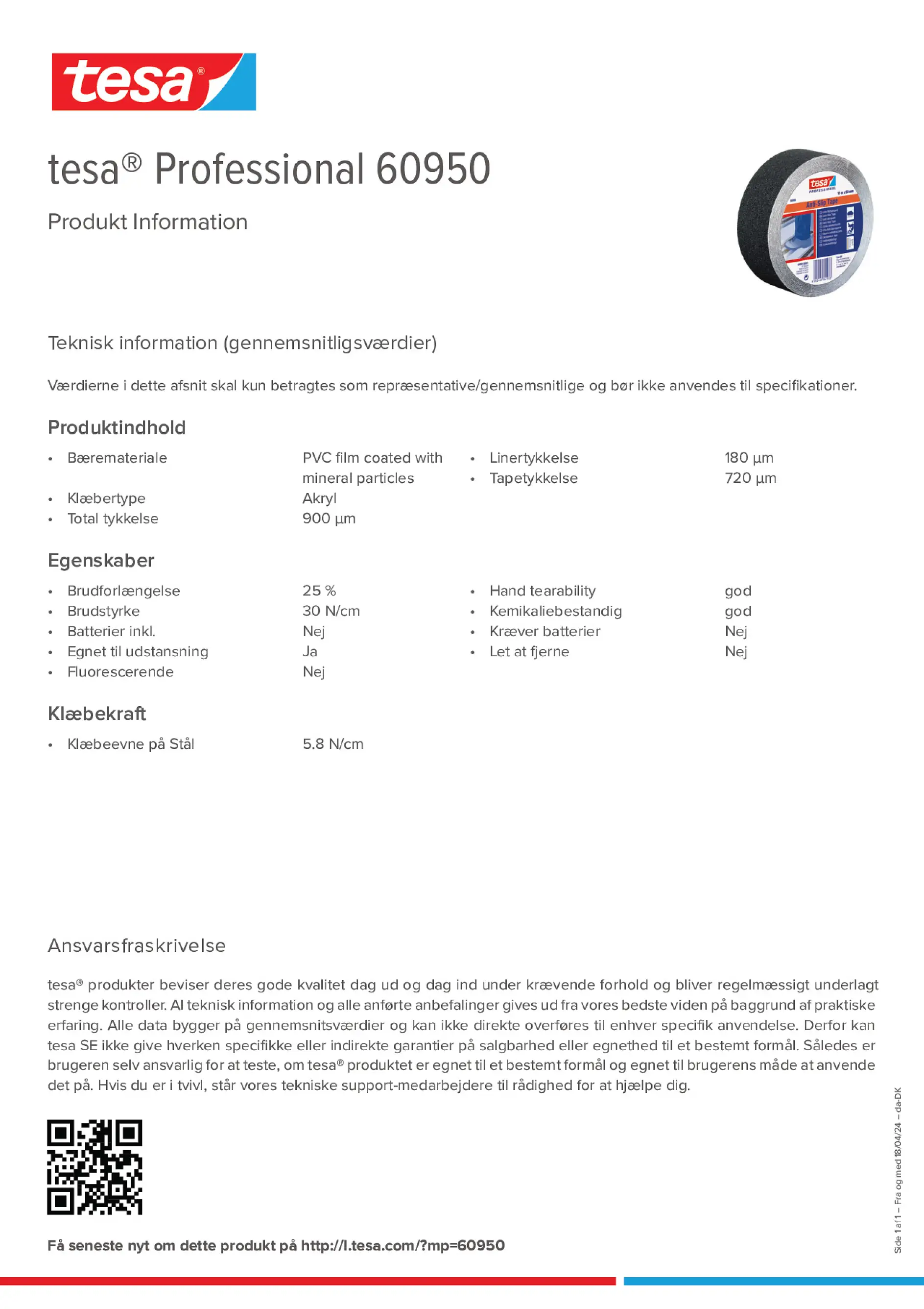 Product information_tesa® Professional 60950_da-DK