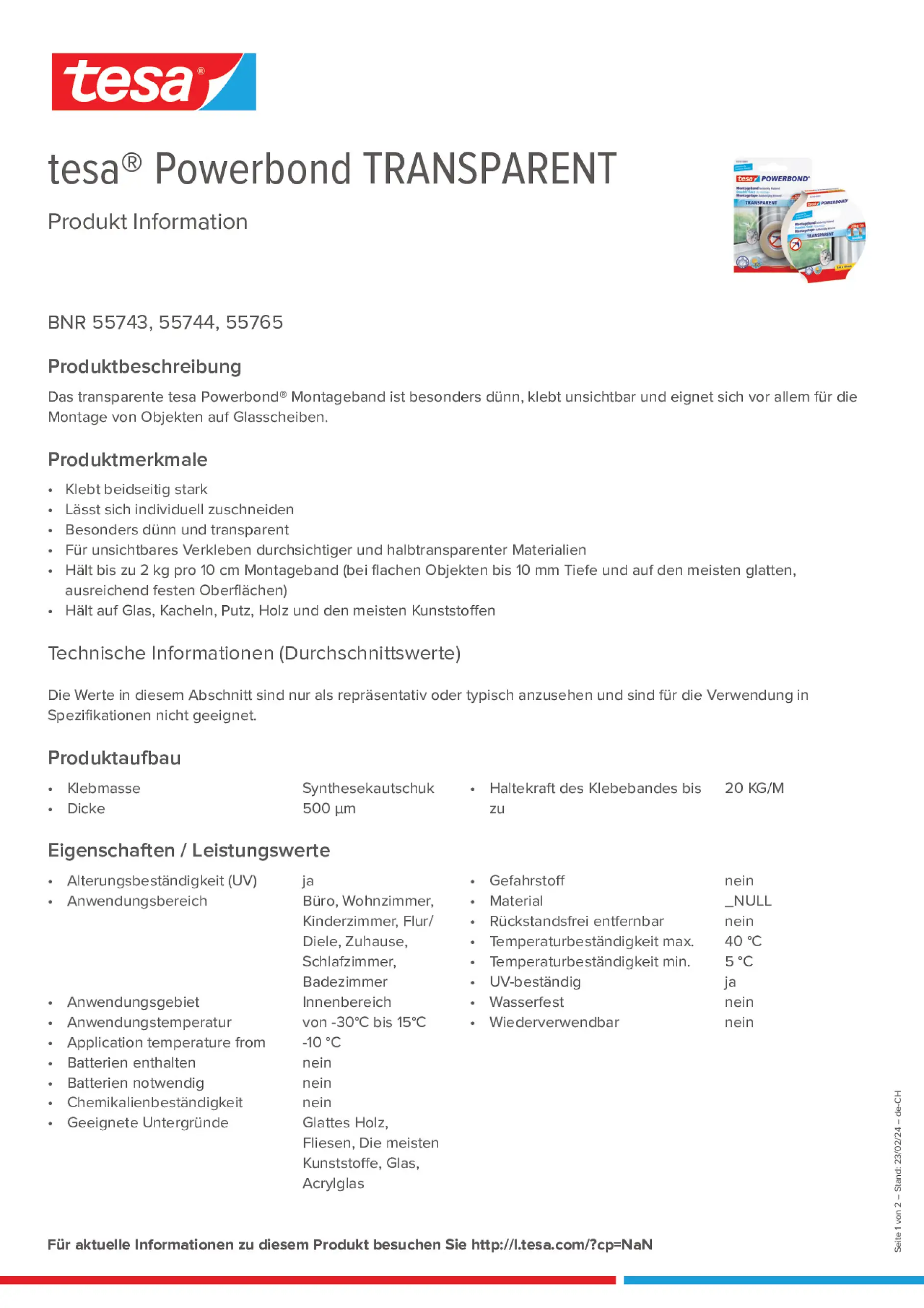 Product information_tesa® Powerbond 55744_de-CH_fr-CH