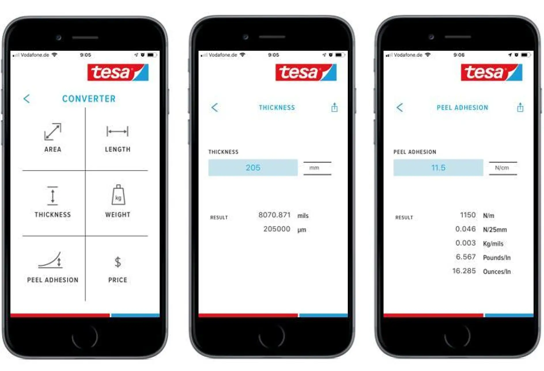 tesa-tape-calculator-app-Klebebandkonvertierungen
