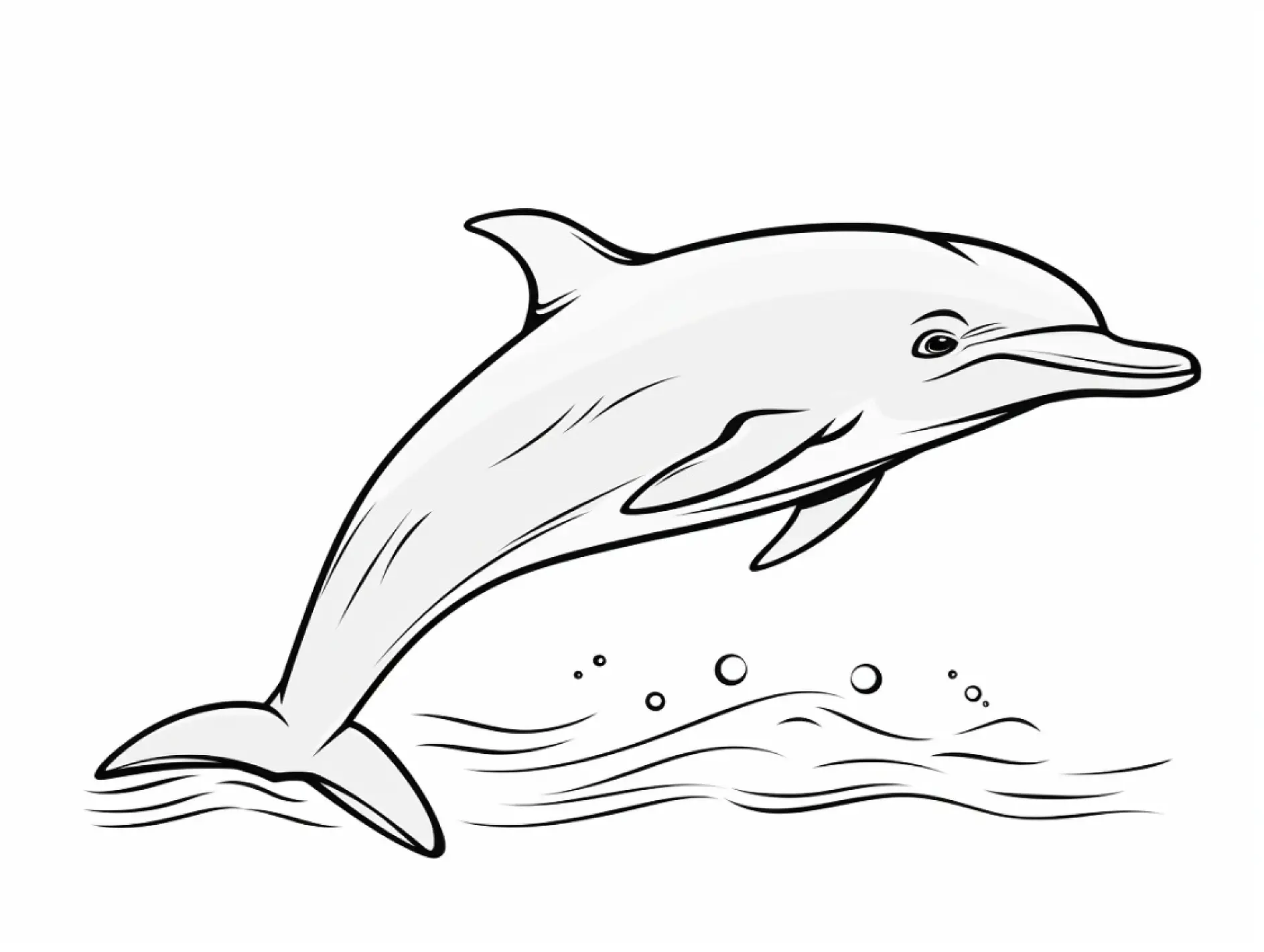 Ausmalbild Delfin springt über Wellen