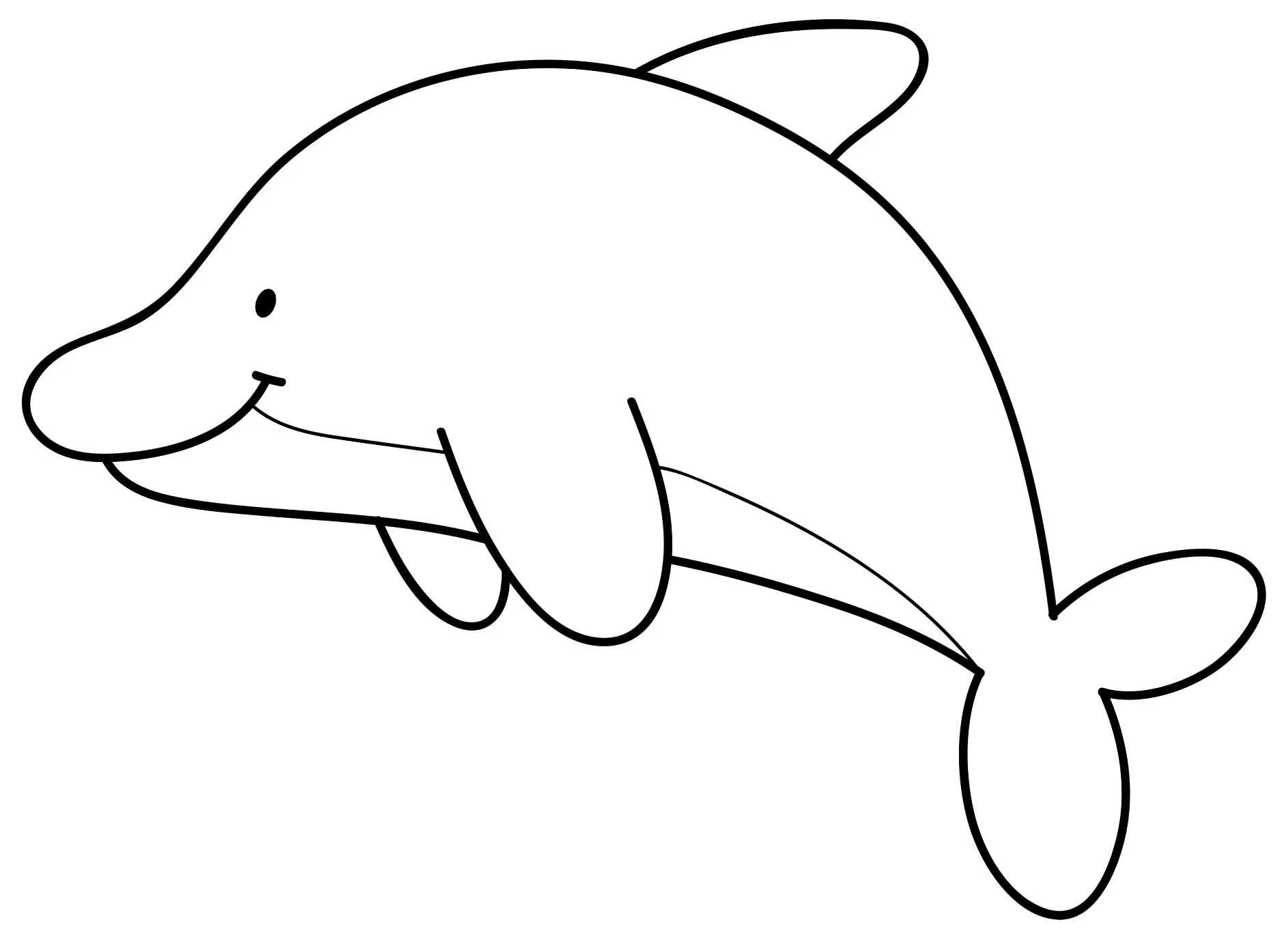 Ausmalbild einfacher Delfin im Sprung