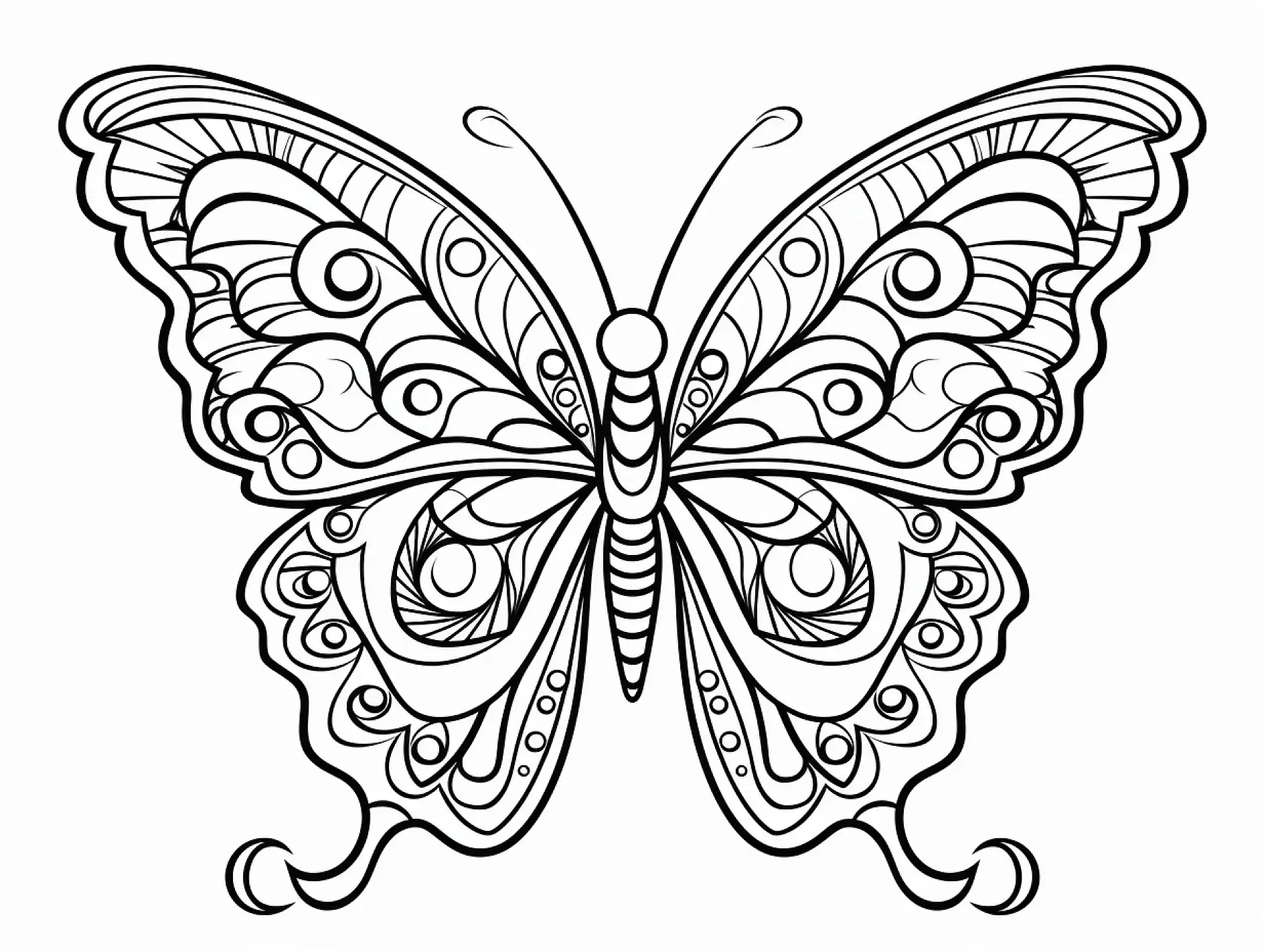 Ausmalbild filigraner Schmetterling mit Mustern