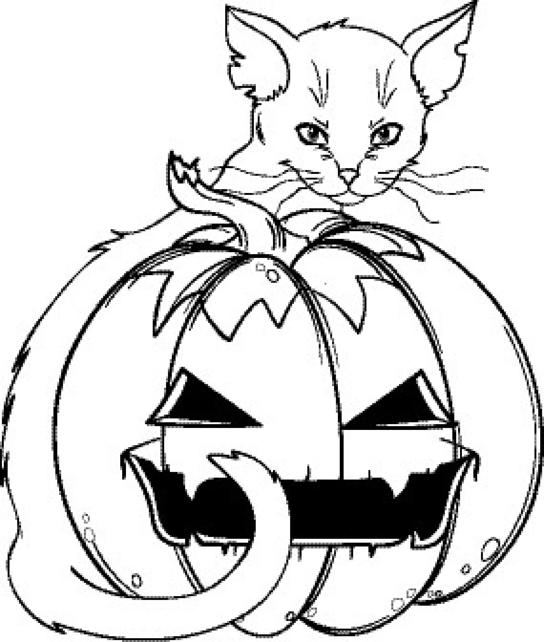 Ausmalbild Katze Kürbis Halloween