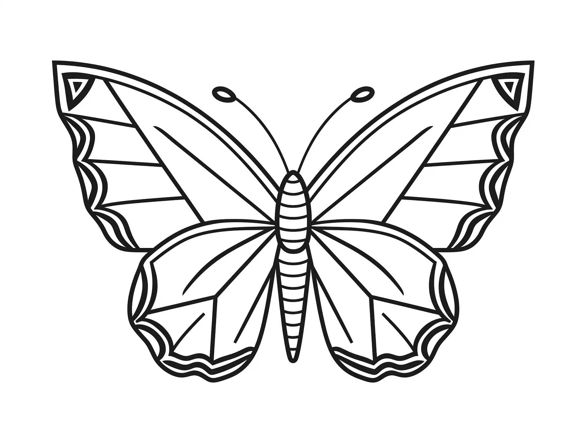 Ausmalbild Schmetterling mit geometrischen Flügeln