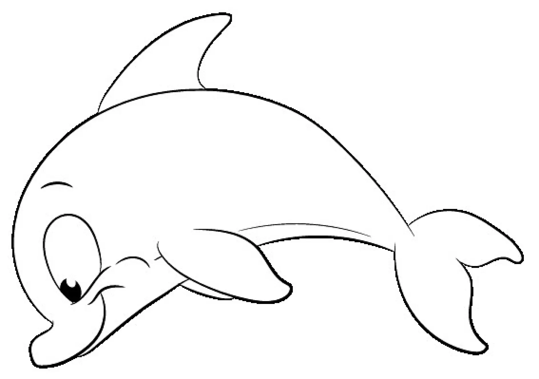 Ausmalbild lächelnder Delfin im Profil