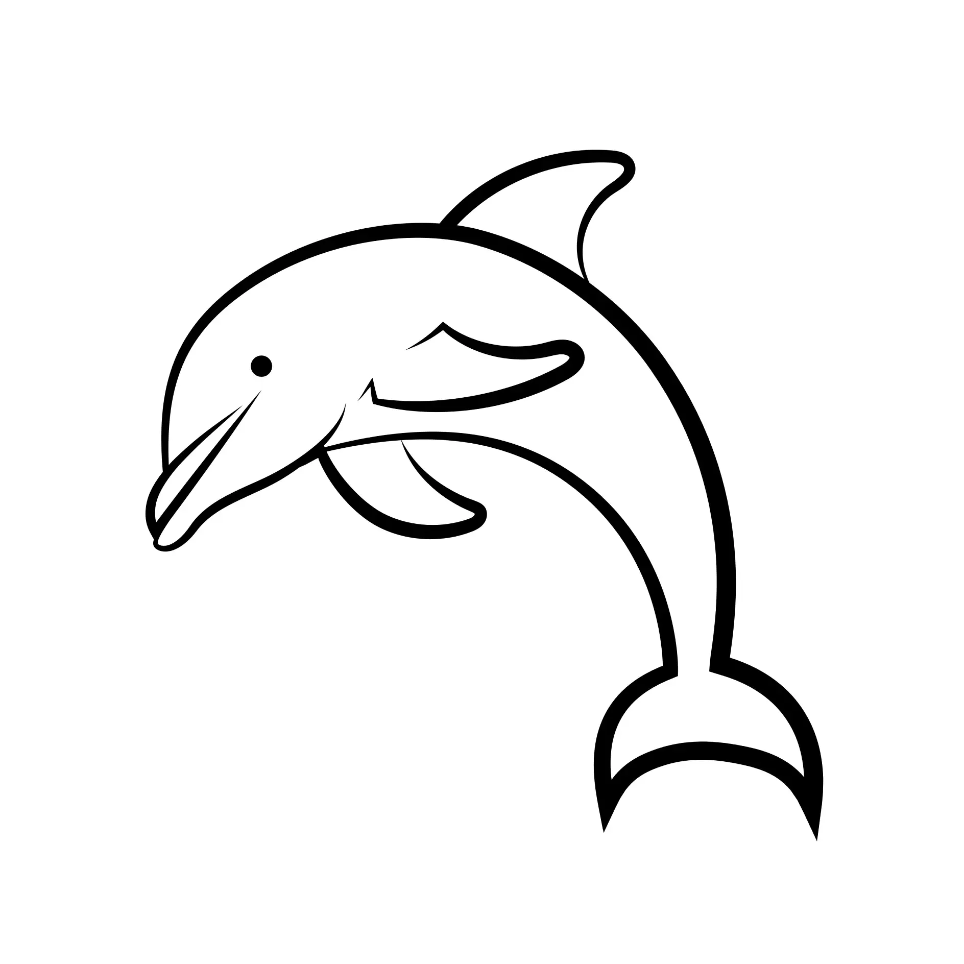 Ausmalbild einfacher Delfin seitlich