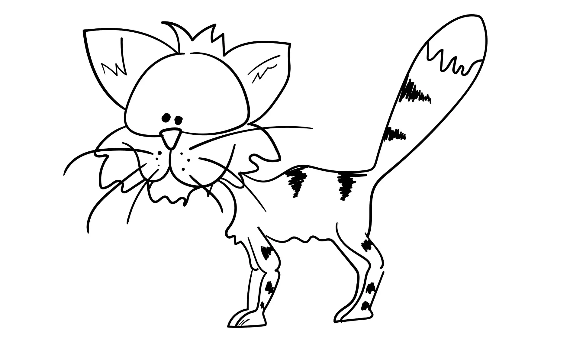 Ausmalbild Karikatur Katze stehend