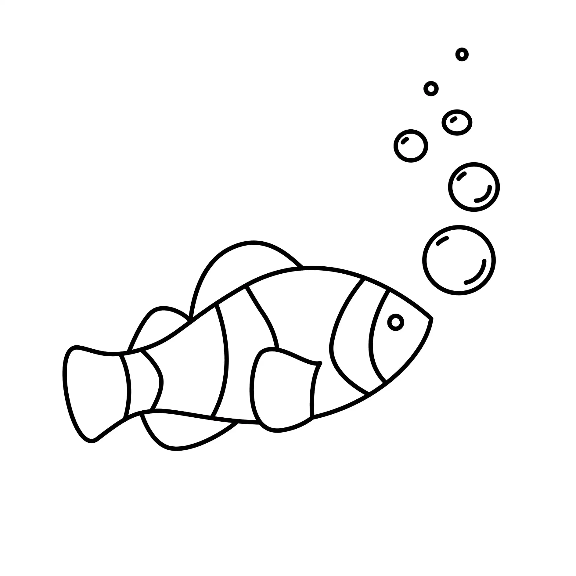 Ausmalbild Fisch mit Blasen