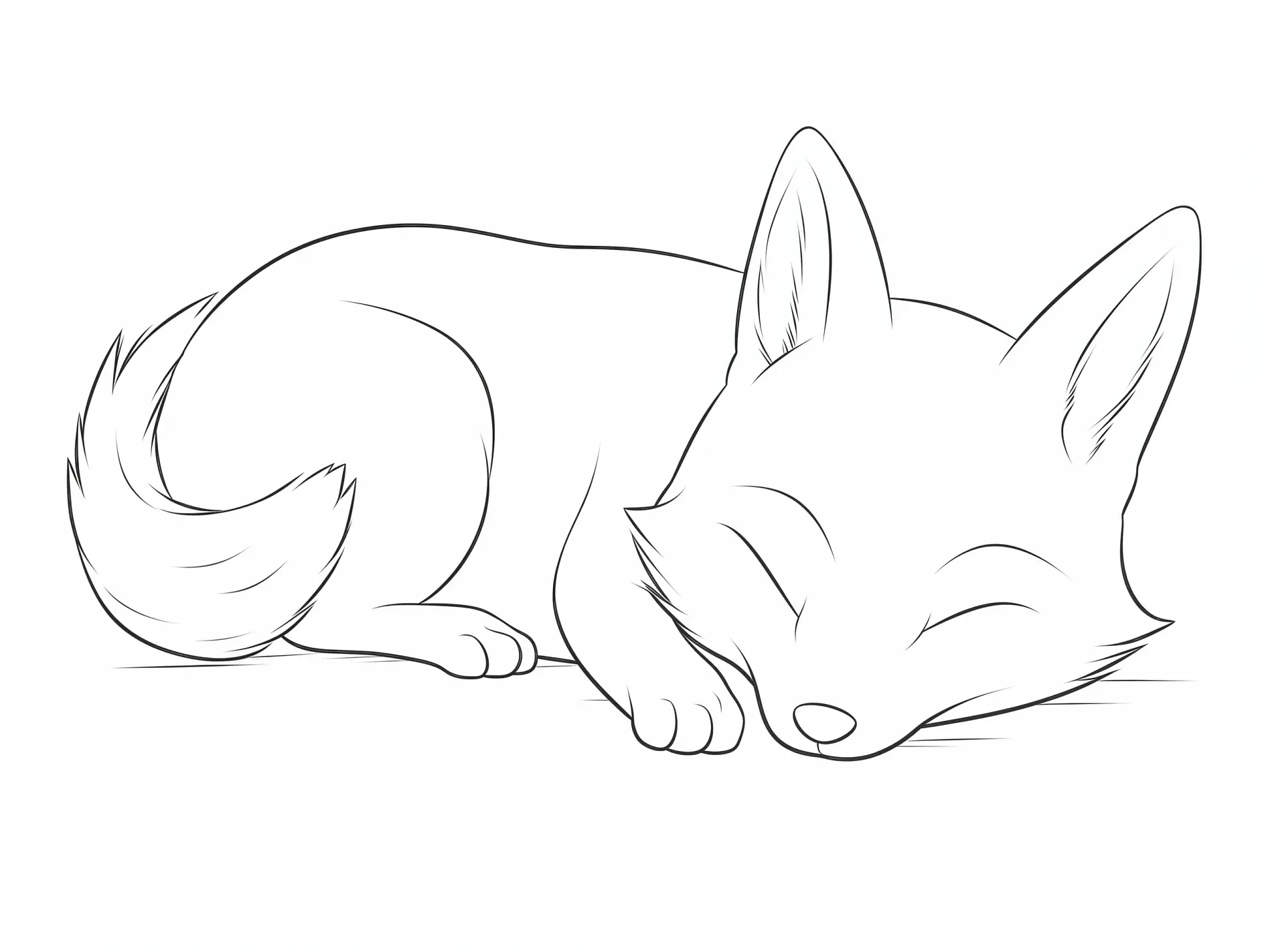 Ausmalbild Fuchs schläft friedlich