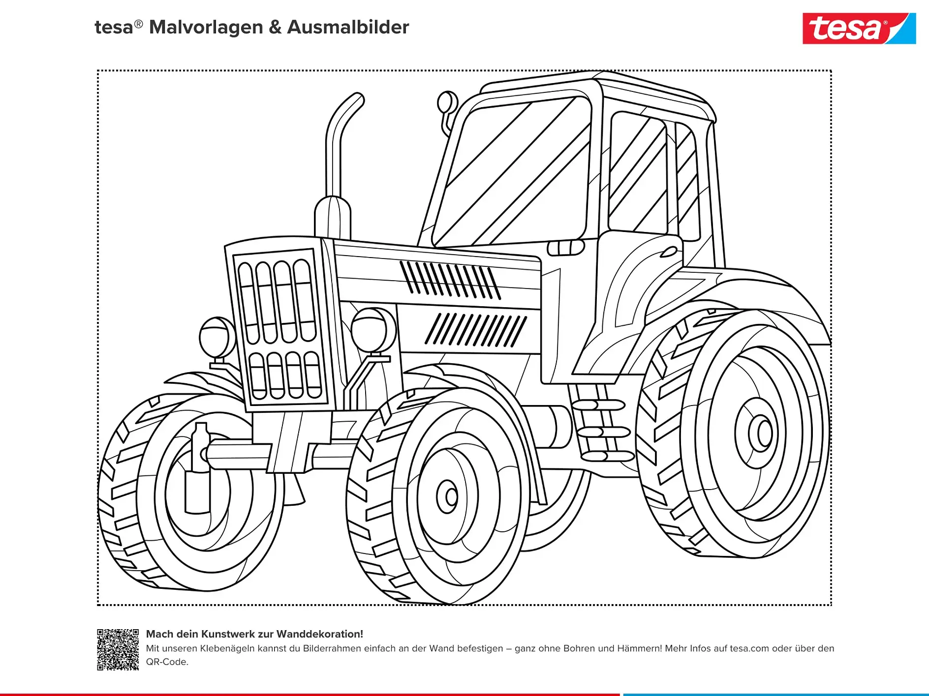 Ausmalbild Traktor Detailzeichnung