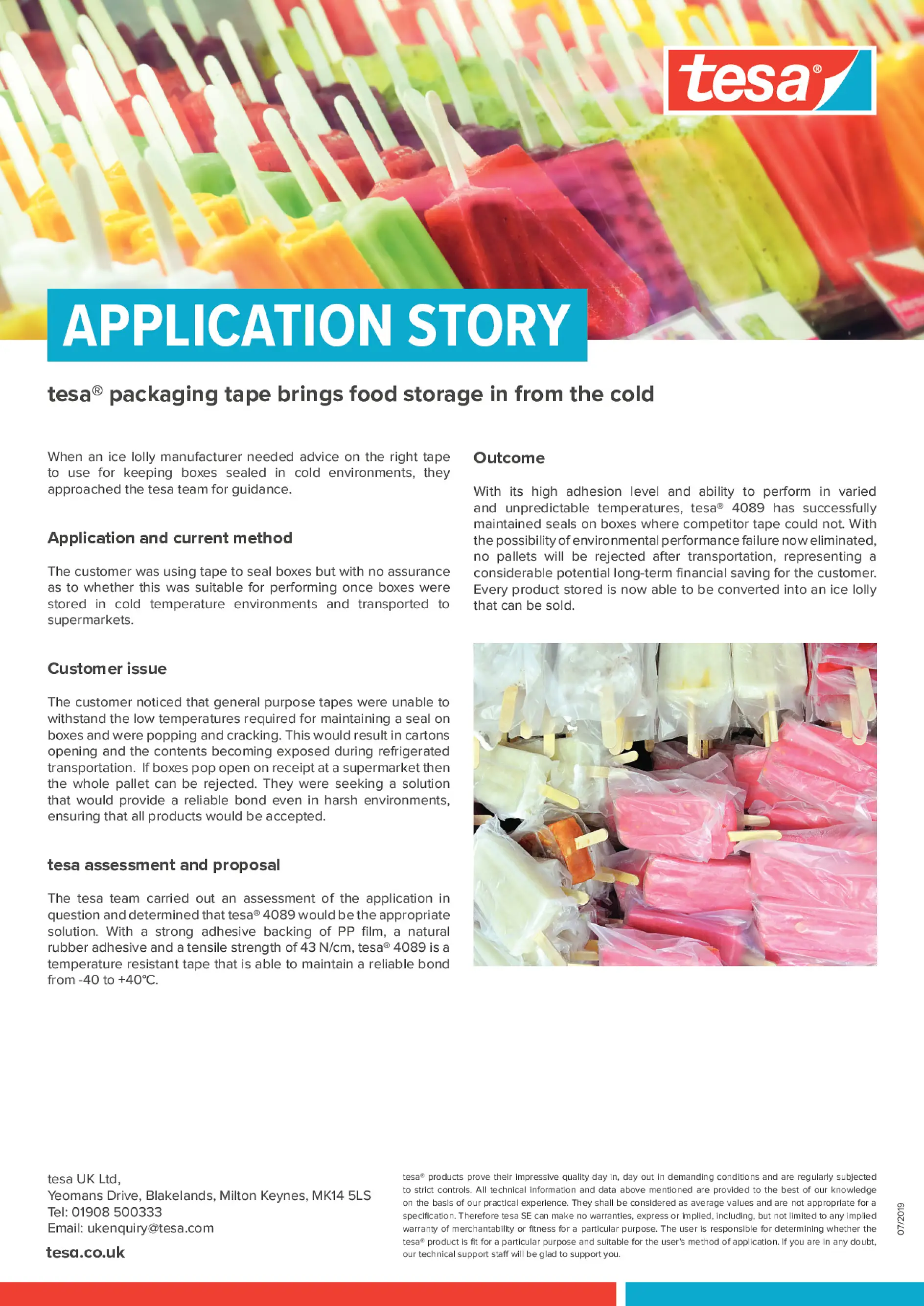 Application Story tesa 4089 Ice Cream