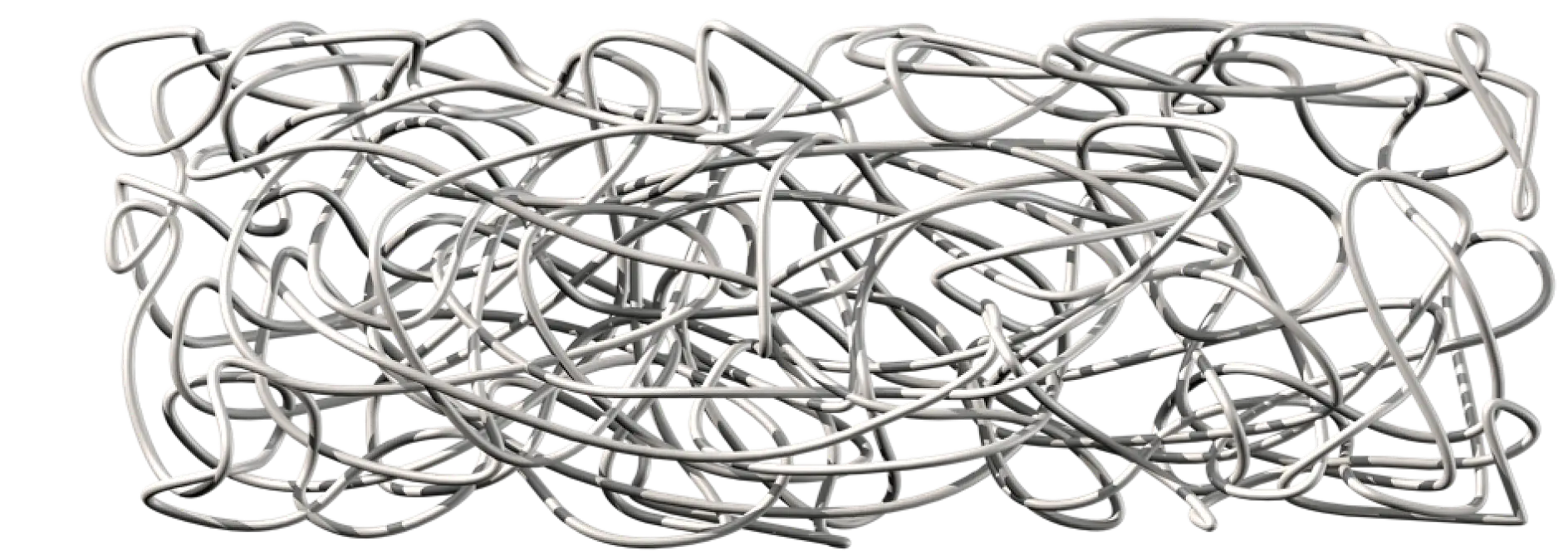 Natural rubber consists of extremely long polymer chains that are entangled, not connected