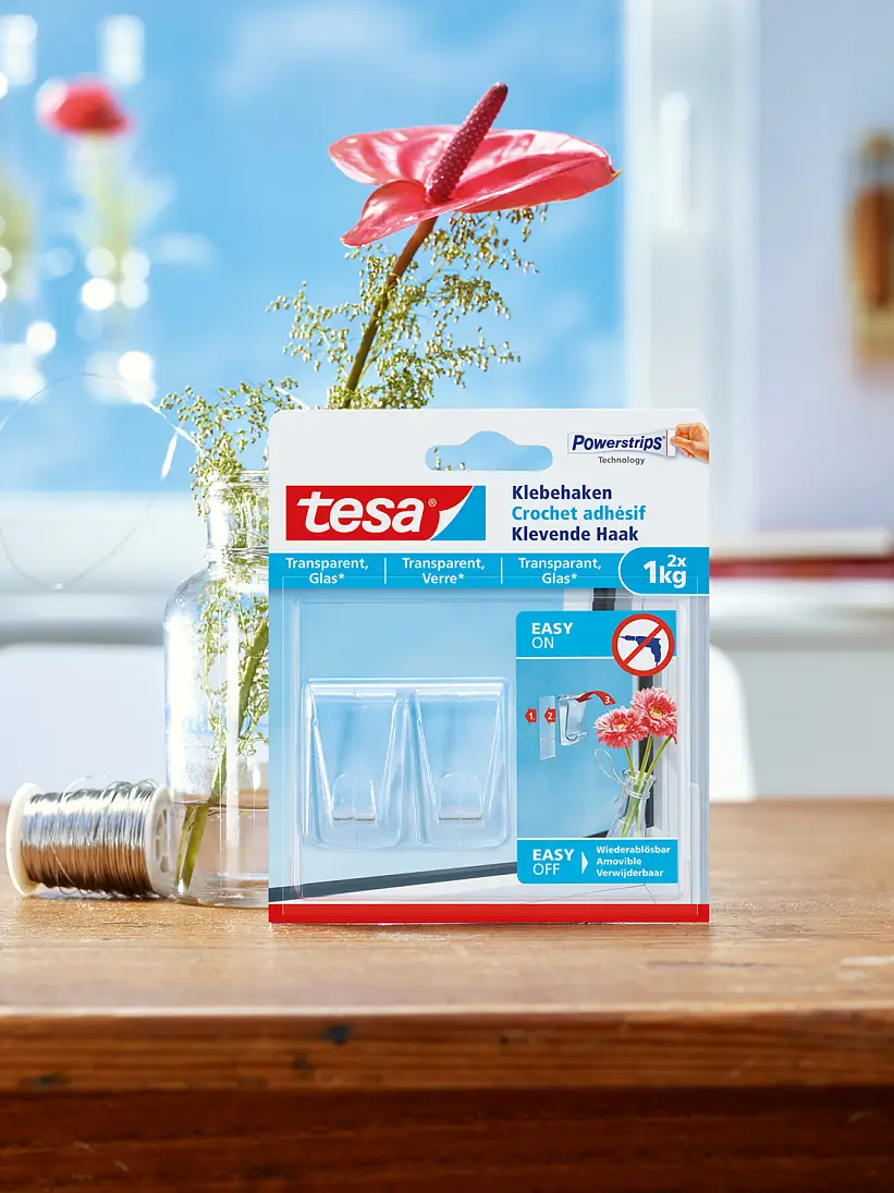 How to use tesa® Adhesive Hooks for Transparent & Glass 1kg.