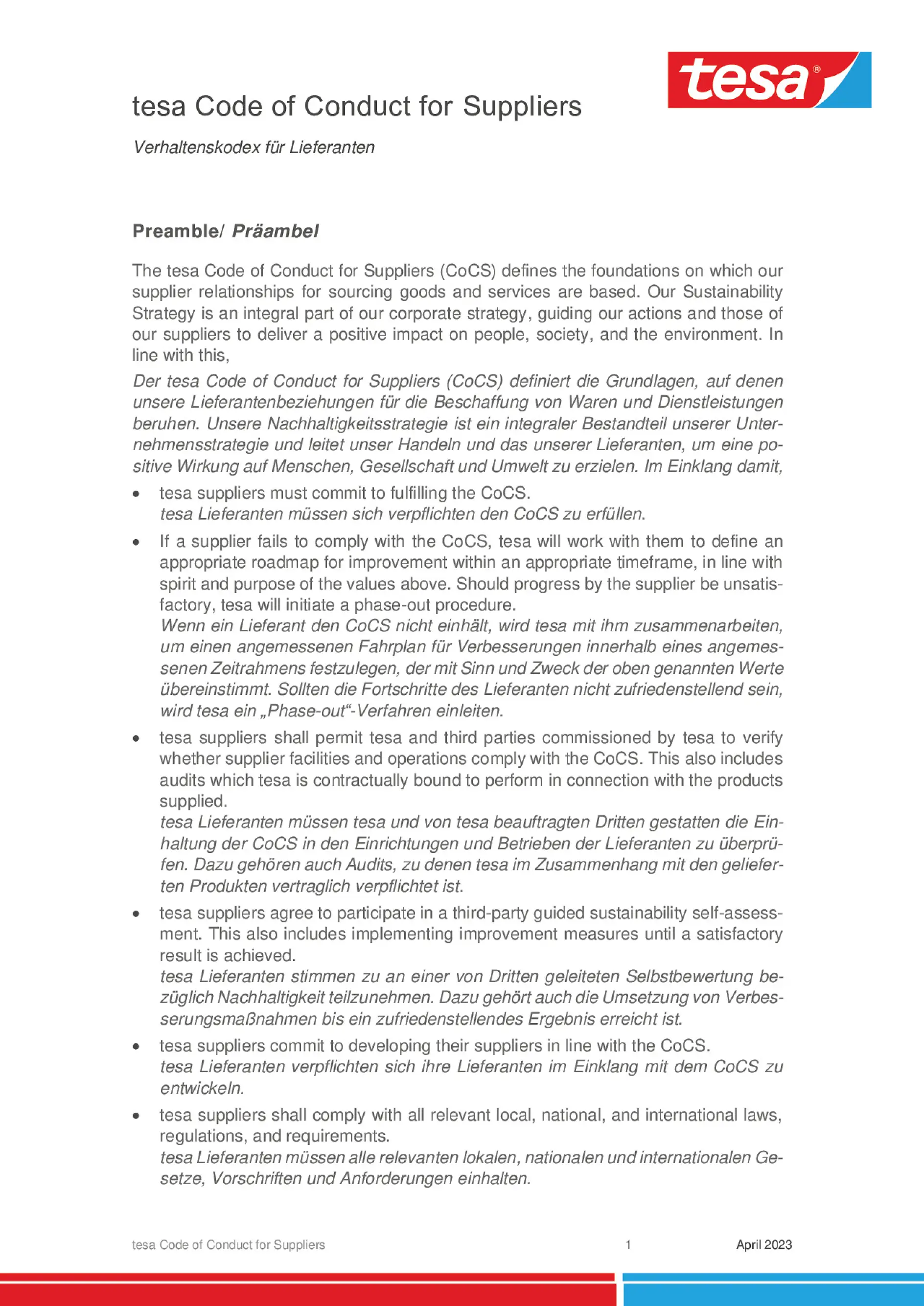 Code of Conduct for Suppliers_2023 EN+DE Version