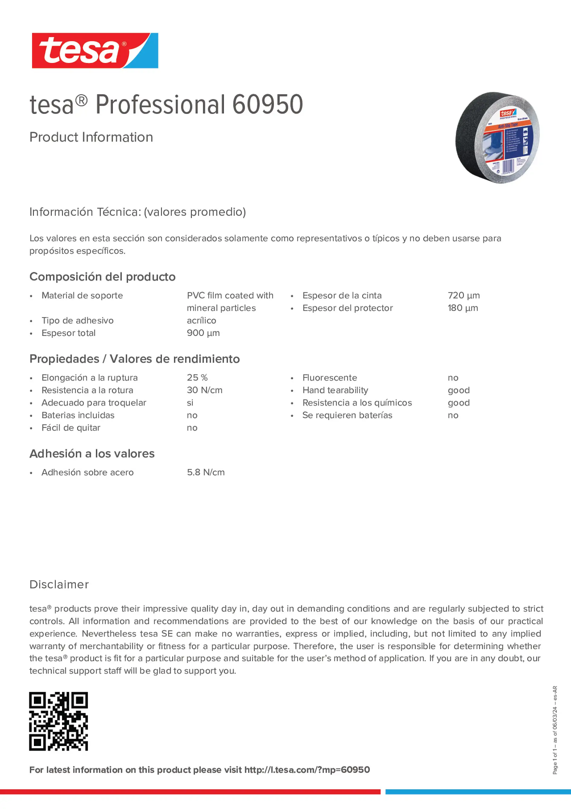 Product information_tesa® Professional 60950_es-AR