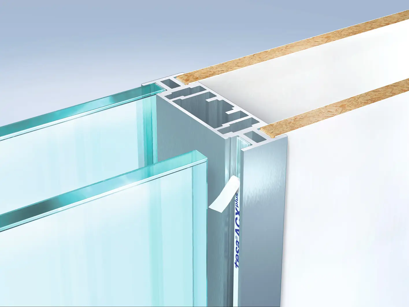 Unión de vidrio o madera laminada en marcos de aluminios o sobre su superficie