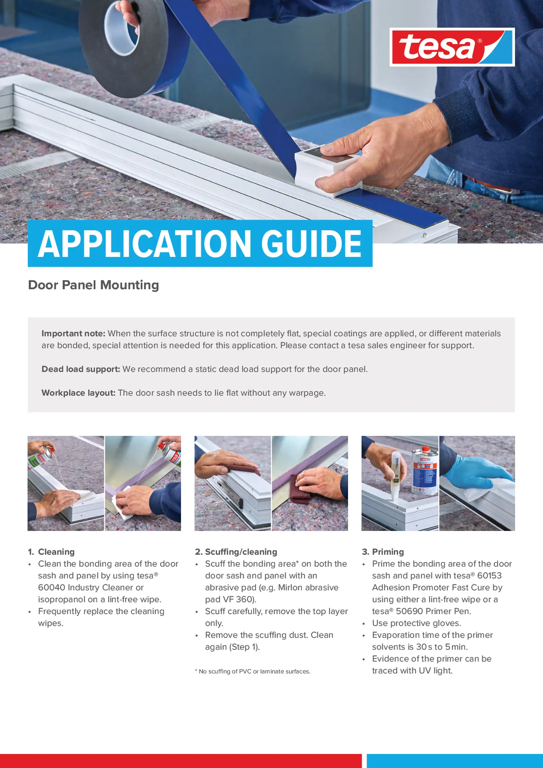 Guía tesa® para el montaje de paneles de puerta