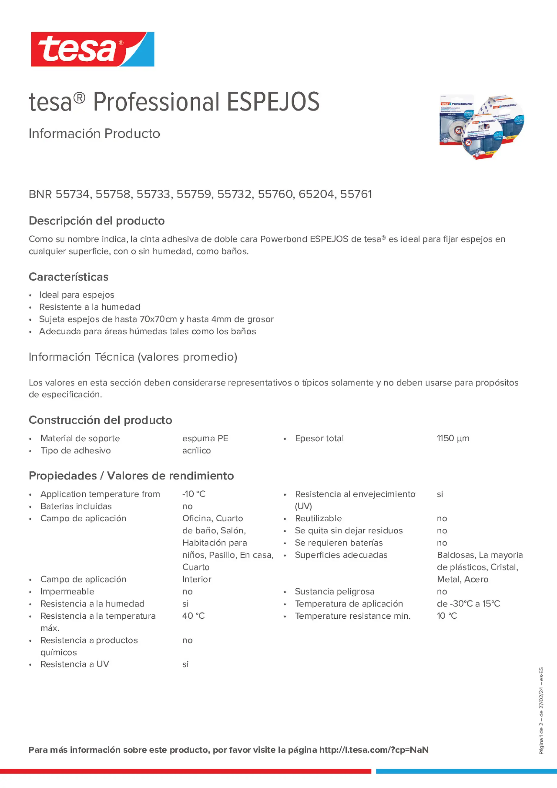 Product information_tesa® Professional 55733_es-ES