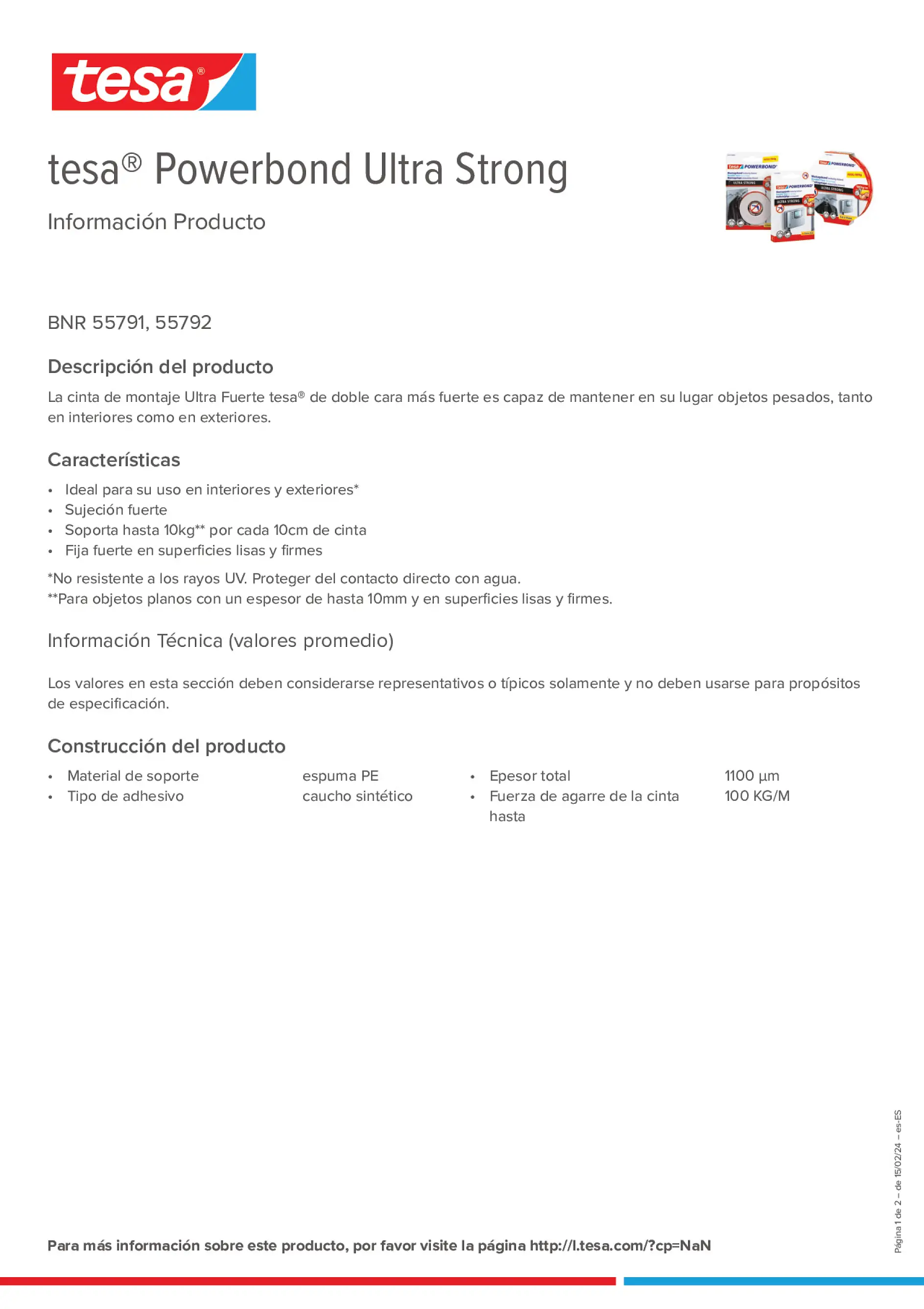 Product information_tesa® Powerbond 55791_es-ES