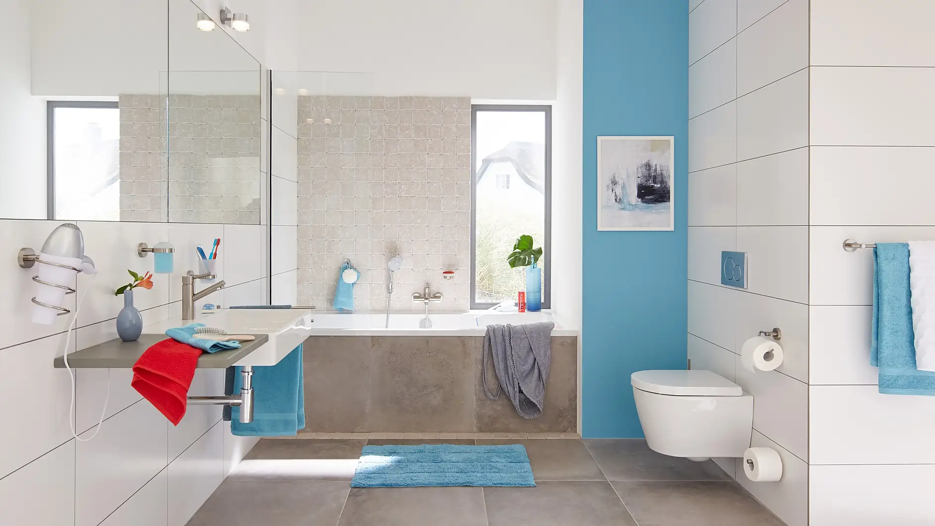 Modern dizájn a rendezett, harmonikus fürdőszobáért.