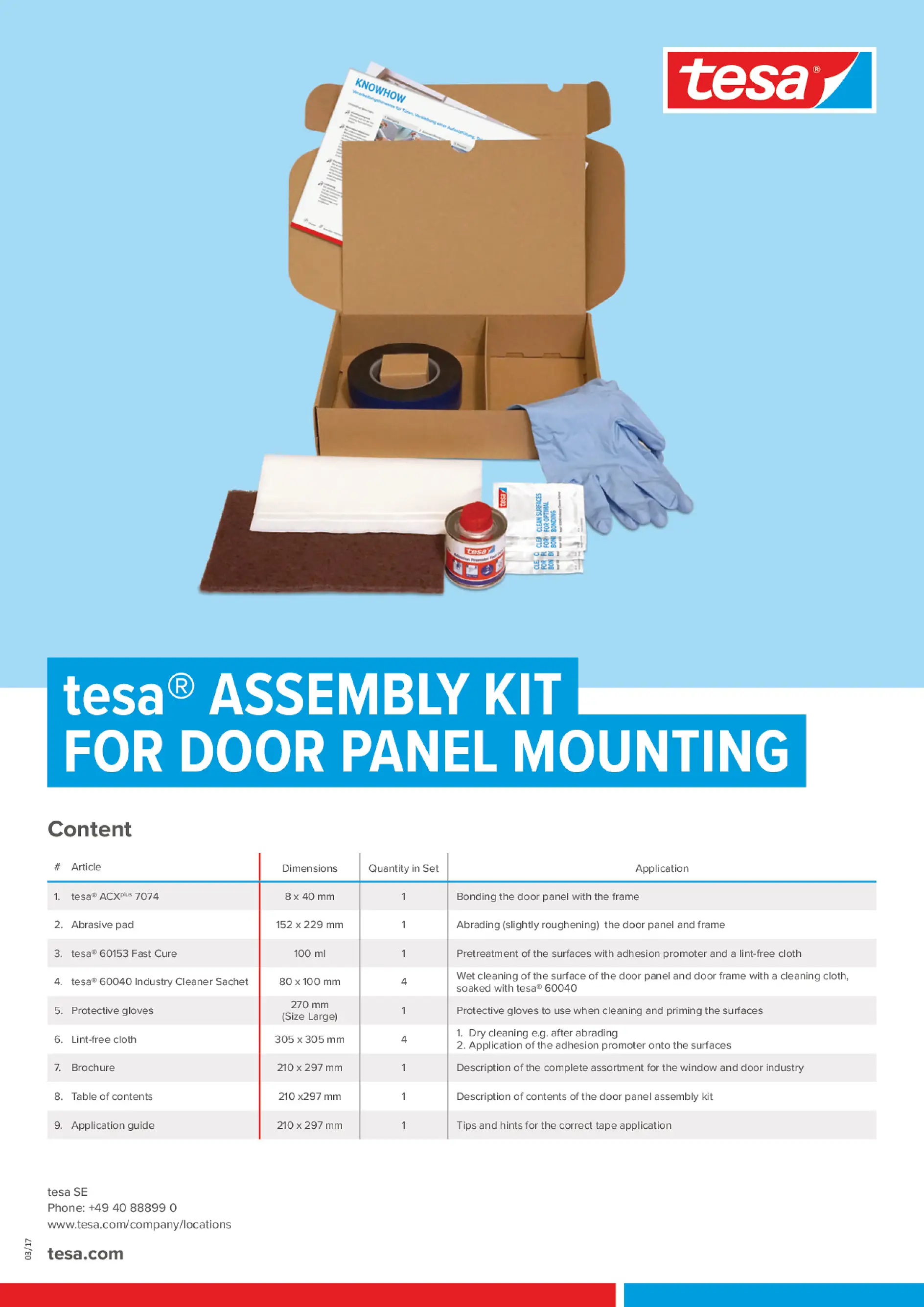 tesa® Kit Perakitan untuk Pemasangan Panel Pintu