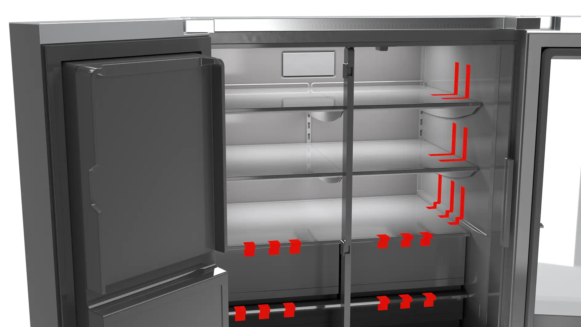 家電冷蔵庫のストラップ輸送固定図