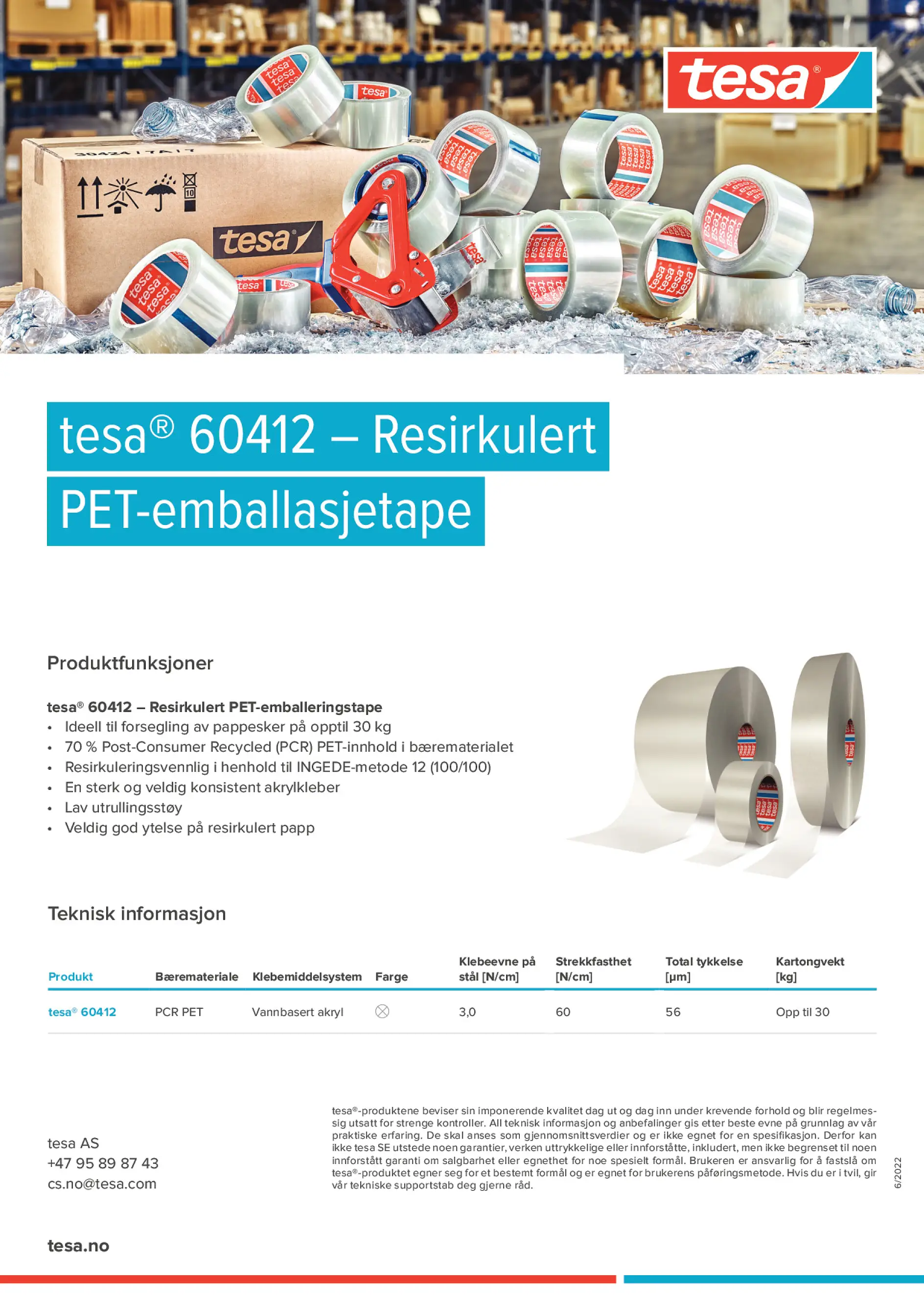 tesa® 60412 – Resirkulert PET-emballasjetape flyer