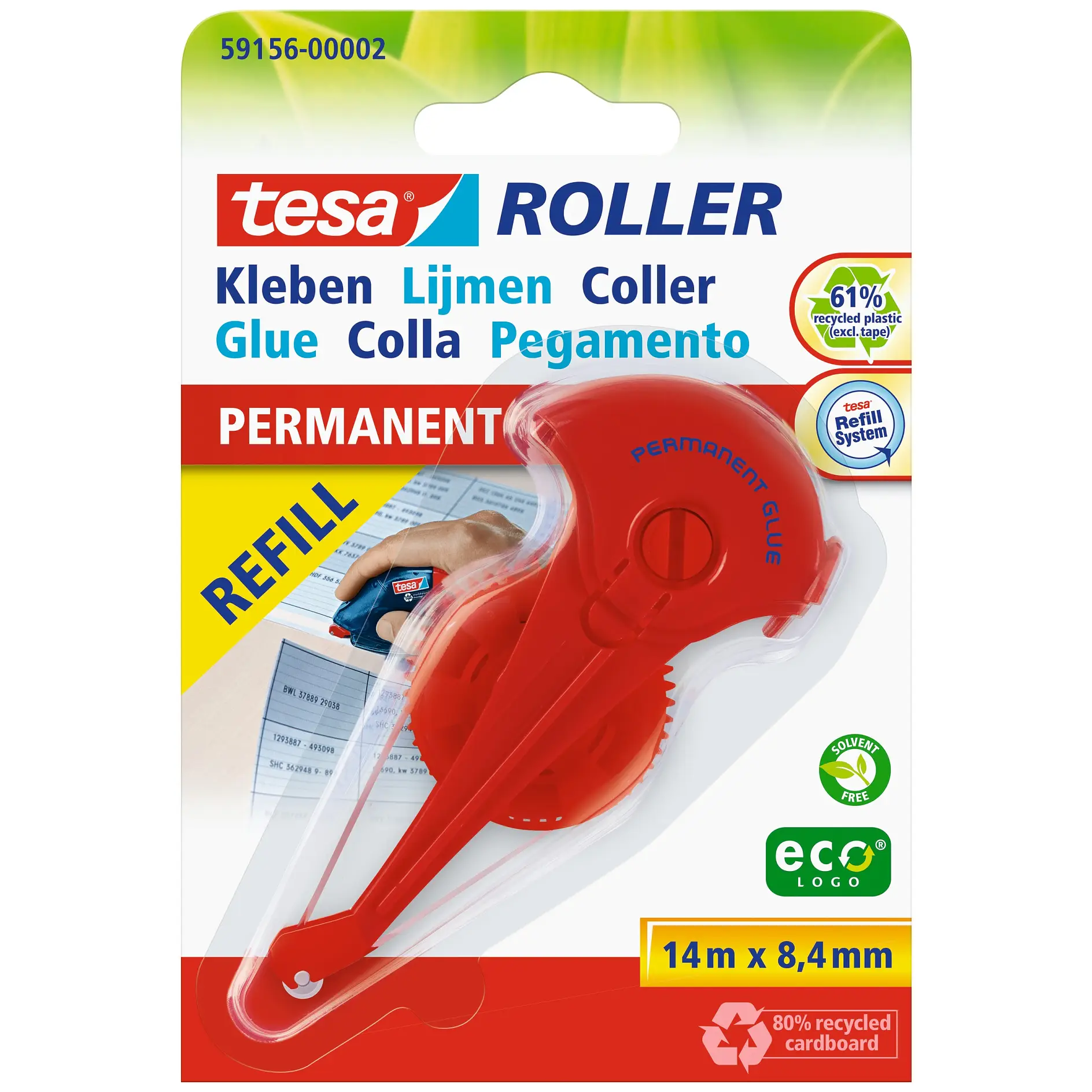 [en-en] tesa Roller Glue Permanent Refill ecoLogo