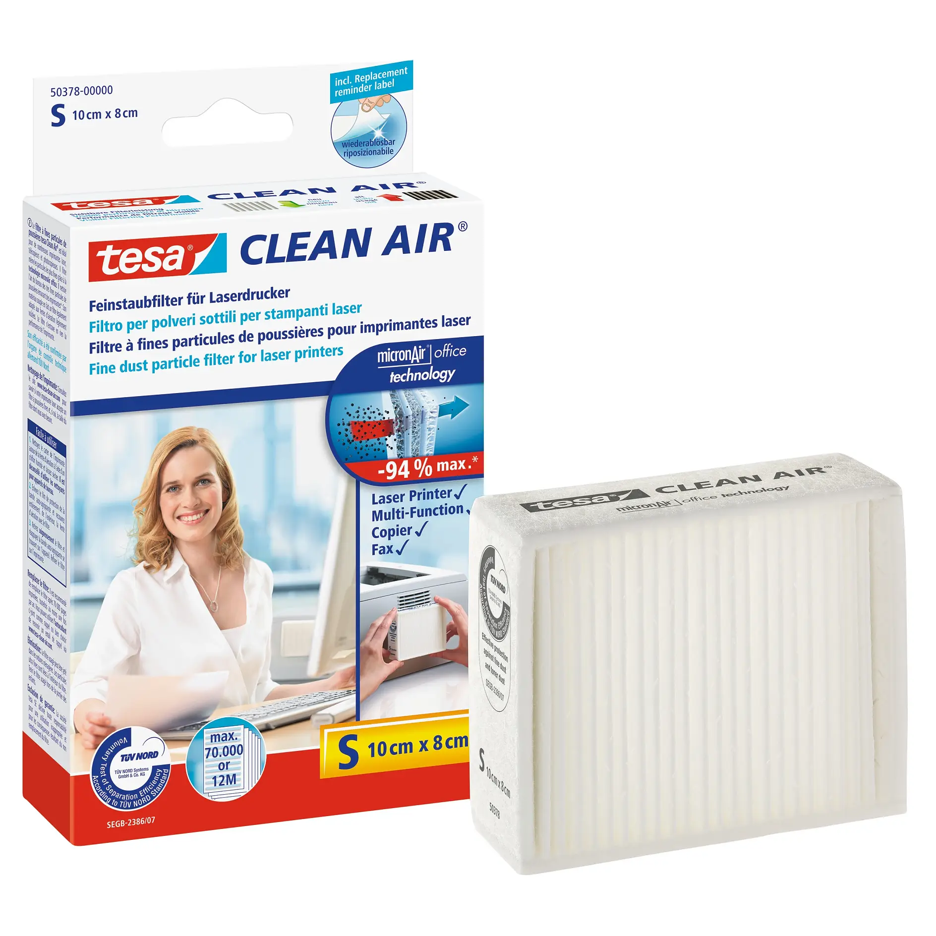 [en-en] tesa Clean Air fine dust particle filter for printers, size S
