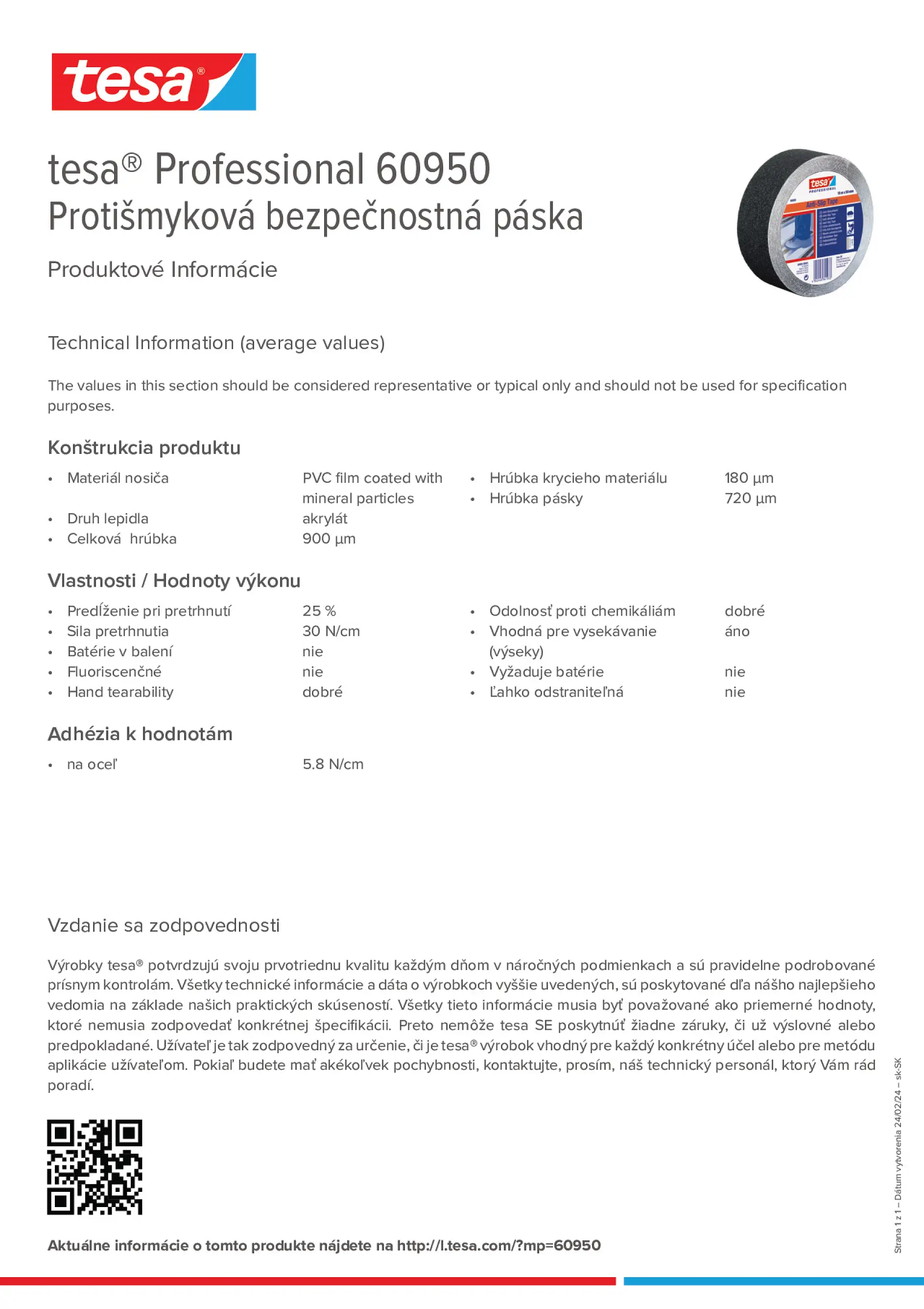 Product information_tesa® Professional 60950_sk-SK