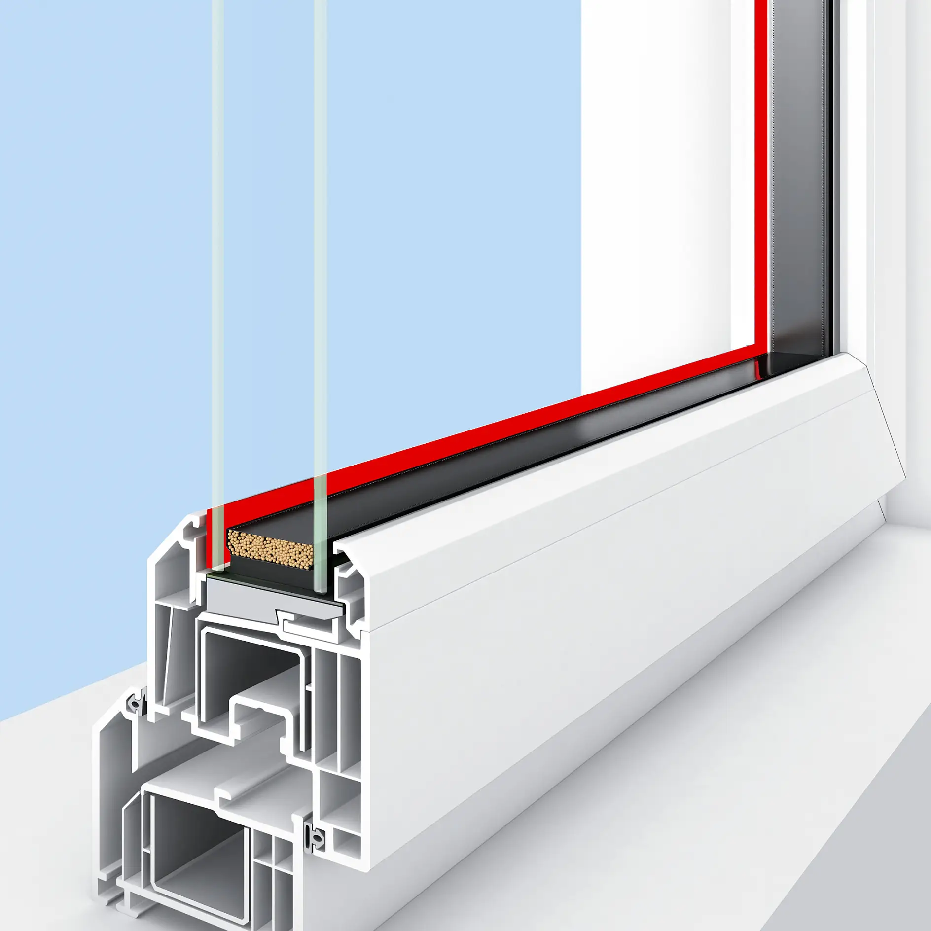 การติดตั้งกระจกแบบแห้งในหน้าต่าง PVC