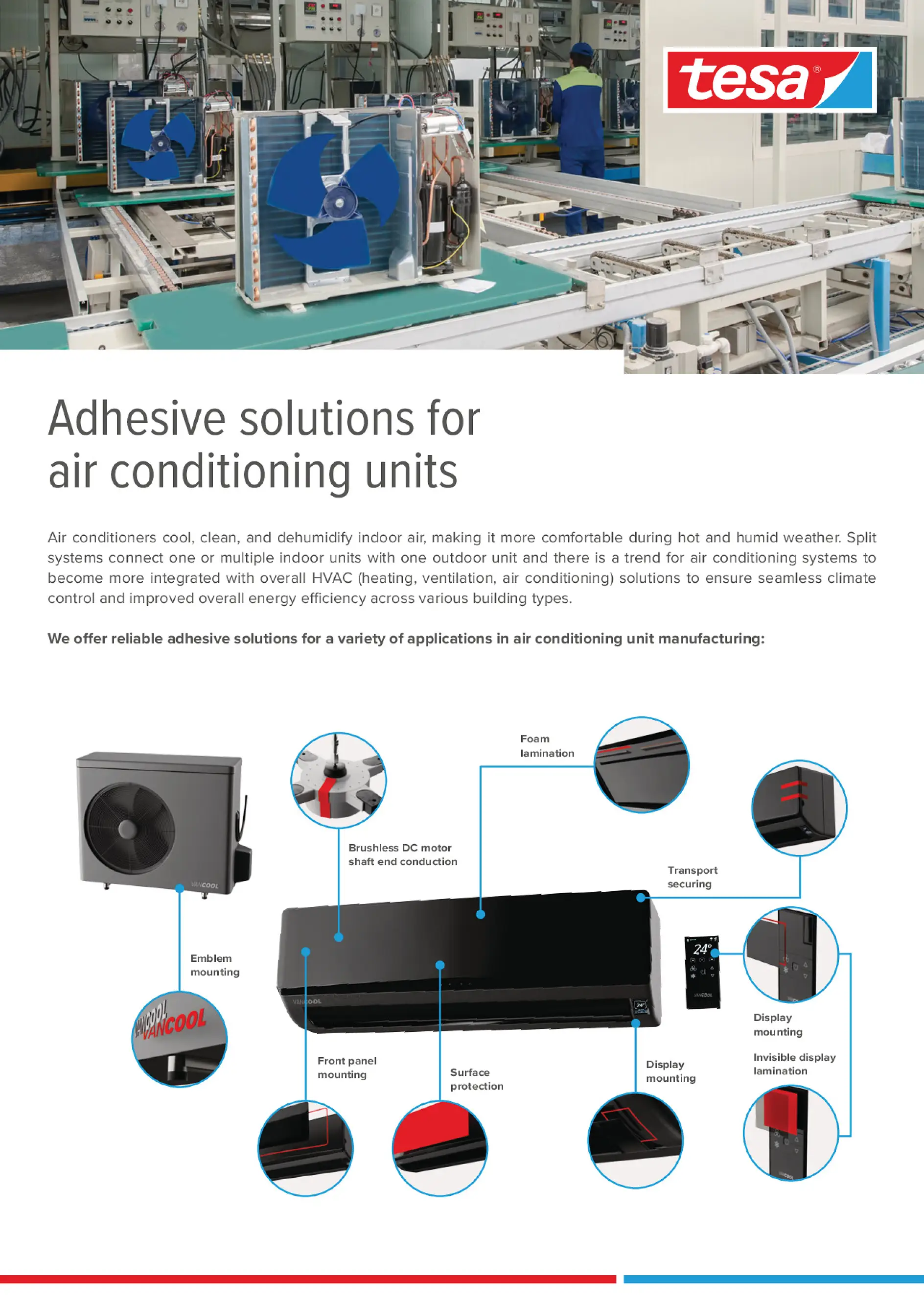 Adhesive solutions for air conditioning units