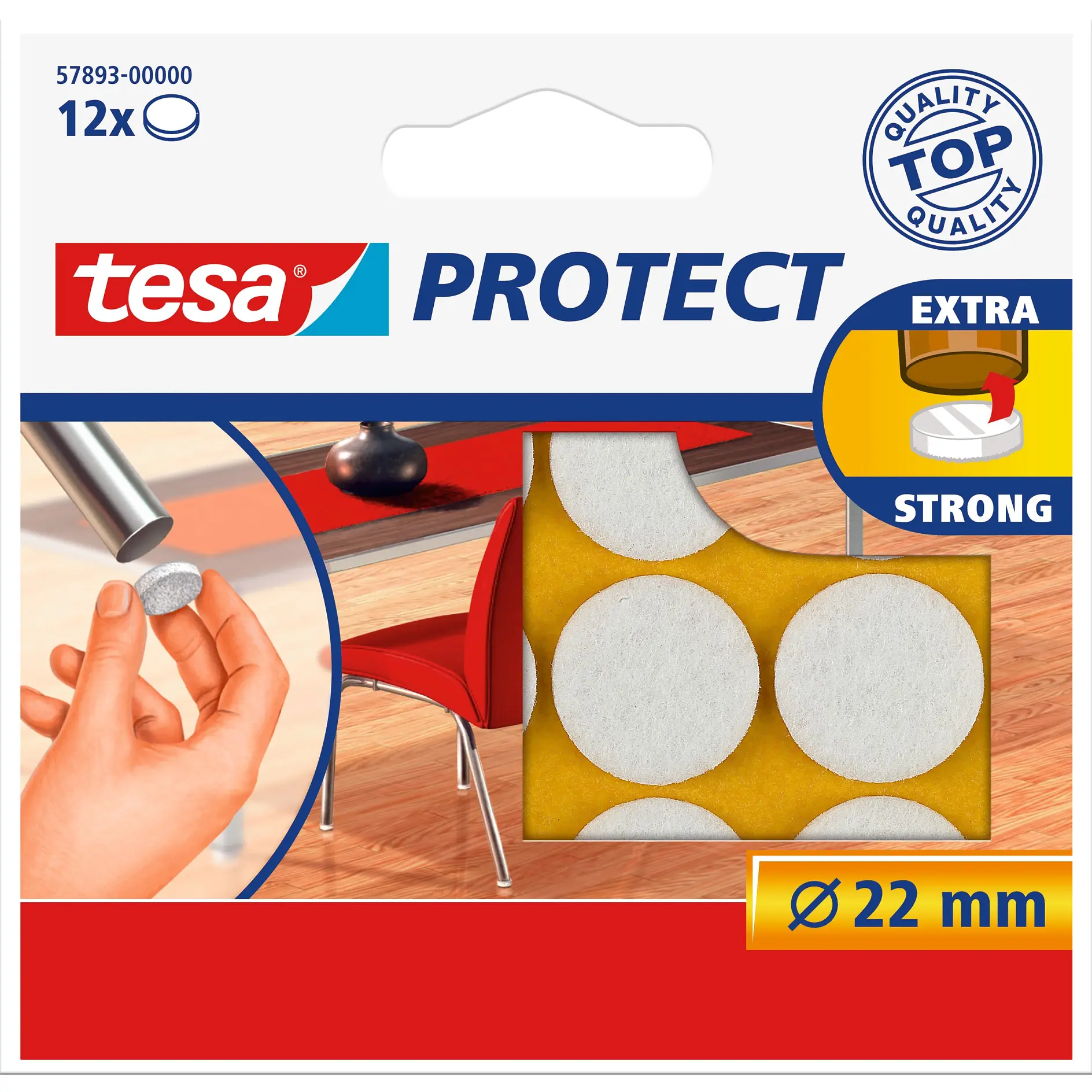 [en-en] tesa Protect felts round, white, 22mmØ