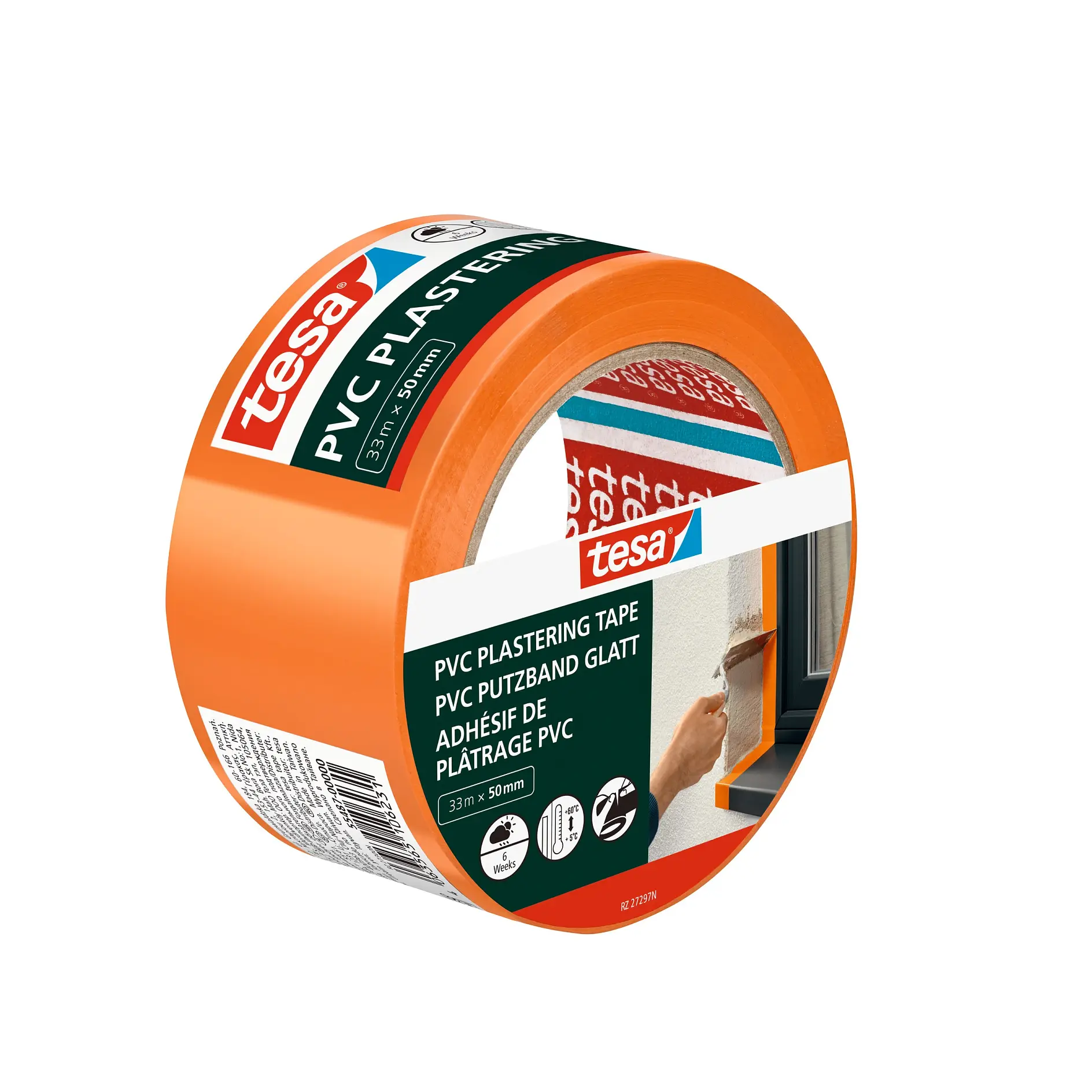 [en-en] tesa Professional&nbsp;Plastering Tape, PVC orange, 33m x 50mm (Consumer)