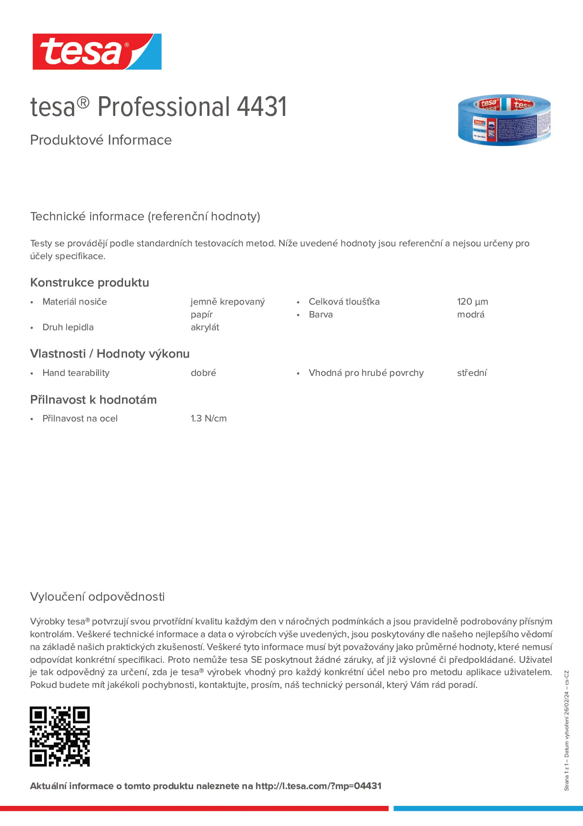 Product information_tesa® Professional 04431_cs-CZ