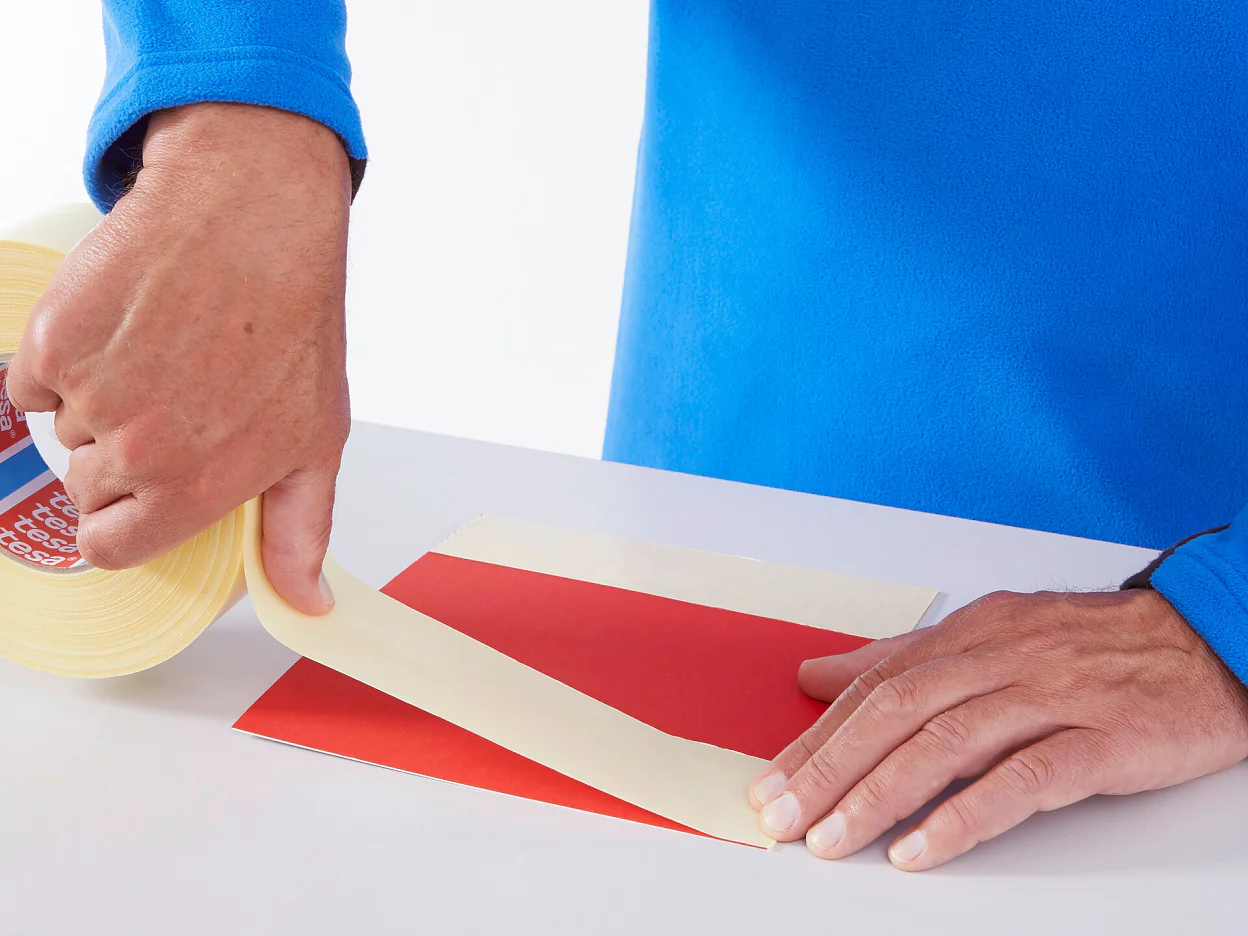 tesa 4939 double sided removable PET cloth tape step1of4