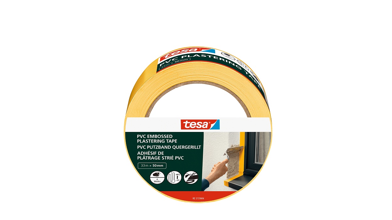 [en-en] tesa Professional&nbsp;Plastering Tape, PVC yellow embossed, 33m x 50mm