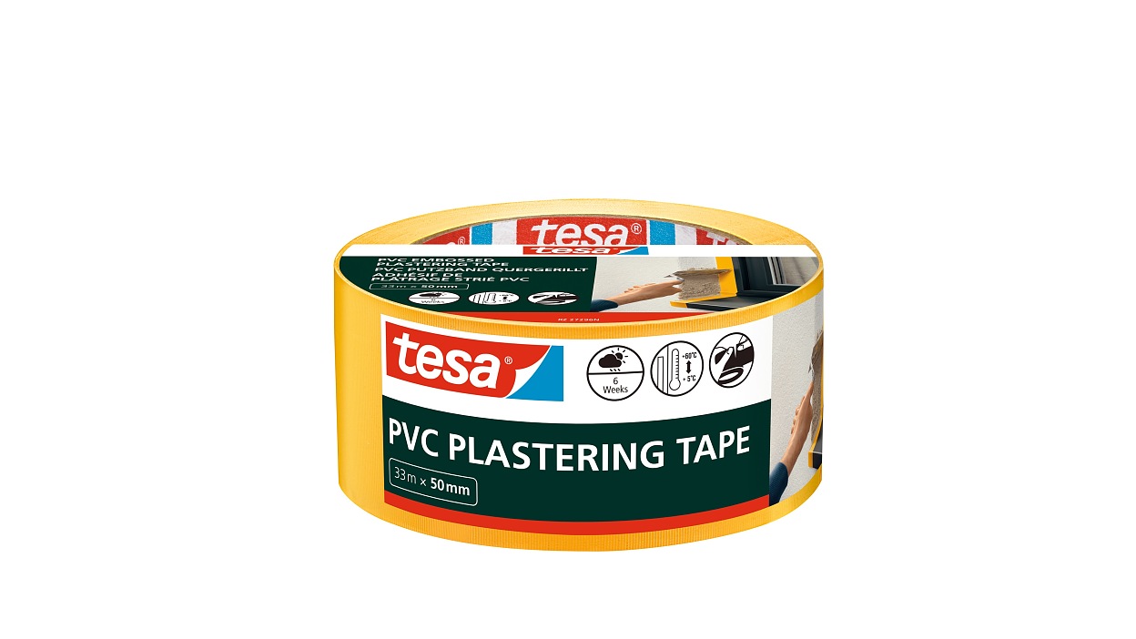 [en-en] tesa Professional&nbsp;Plastering Tape, PVC yellow embossed, 33m x 50mm