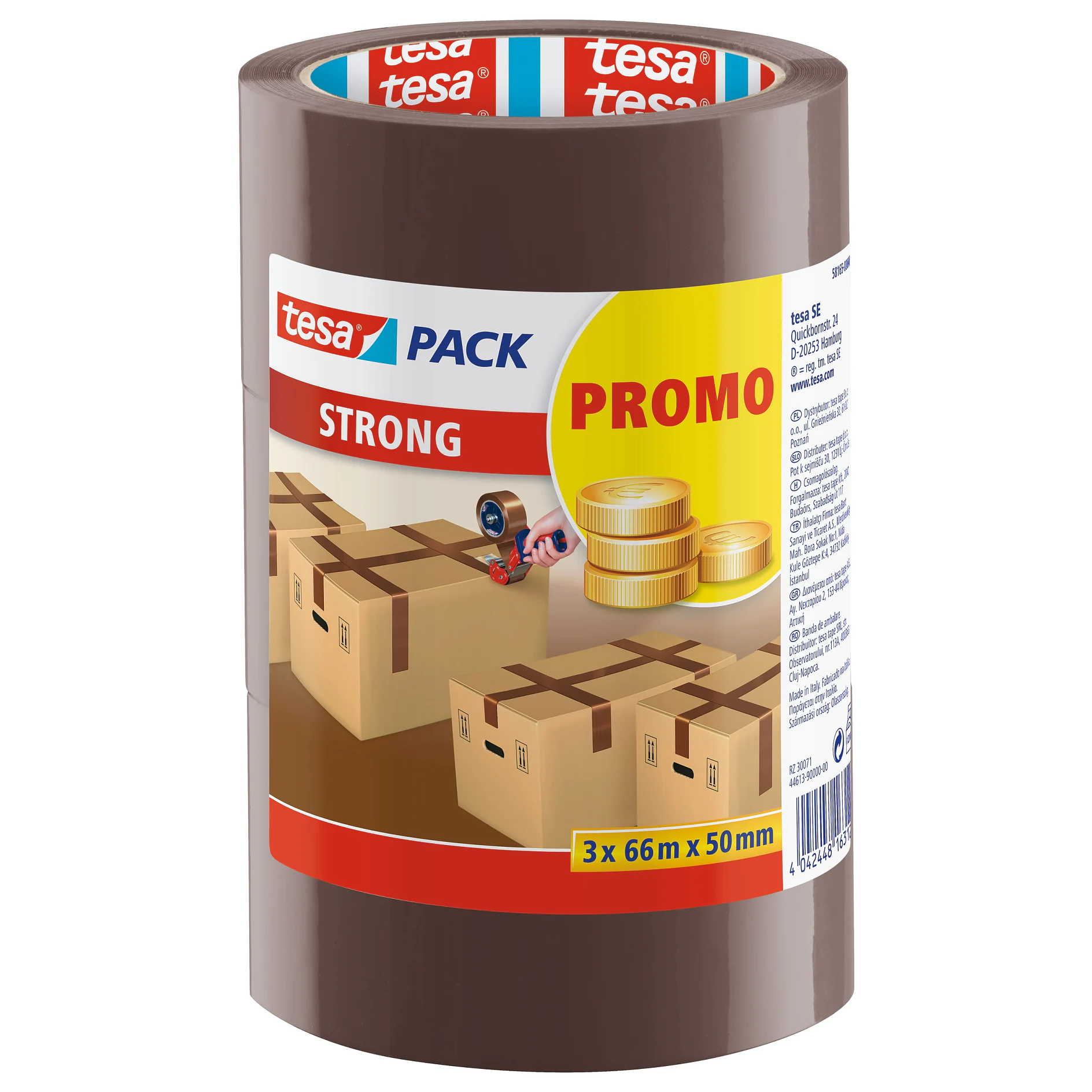 [en-en] tesapack strong, brown, 3x 66m:50mm Promo