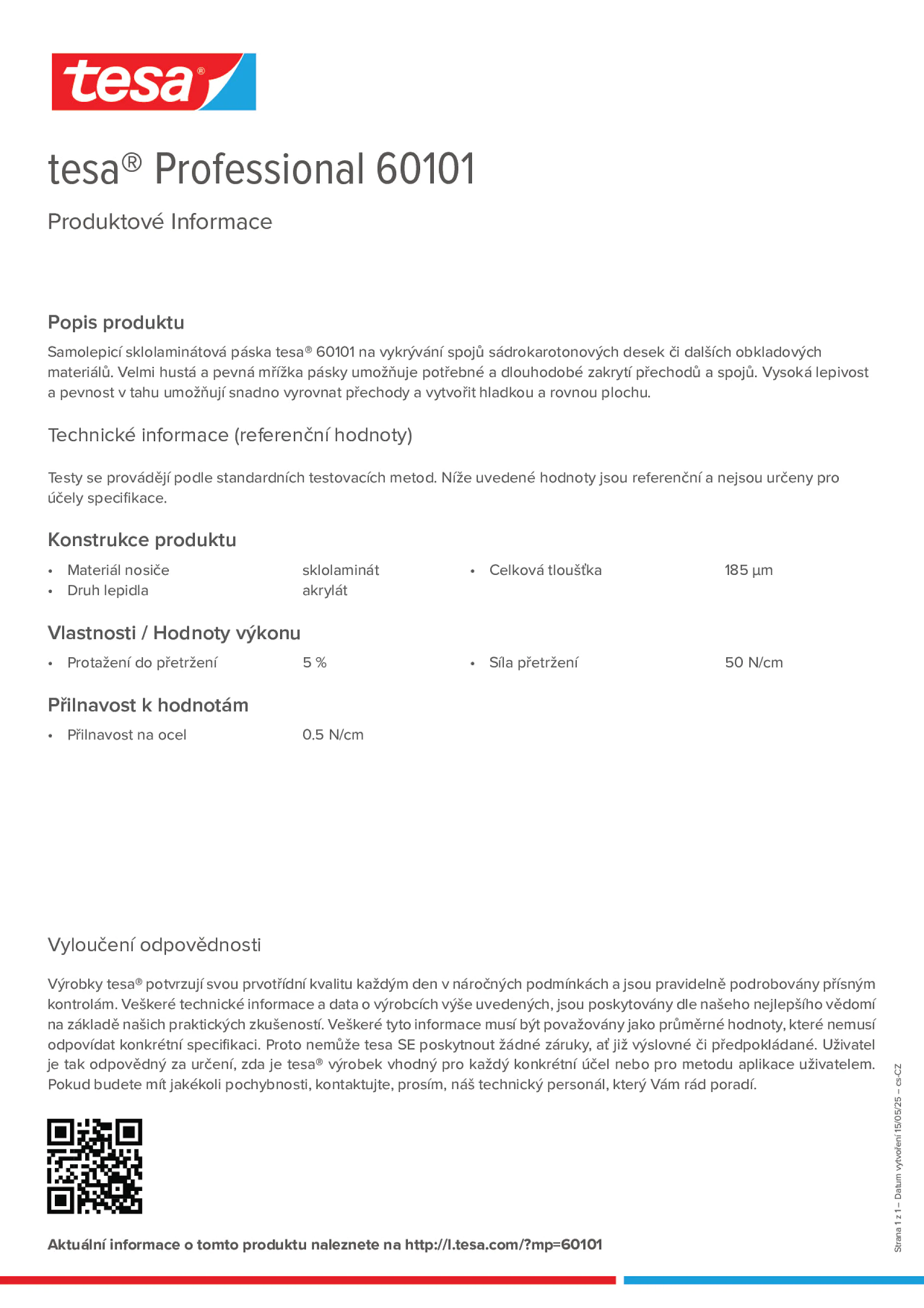 Product information_tesa® Professional 60101_cs-CZ