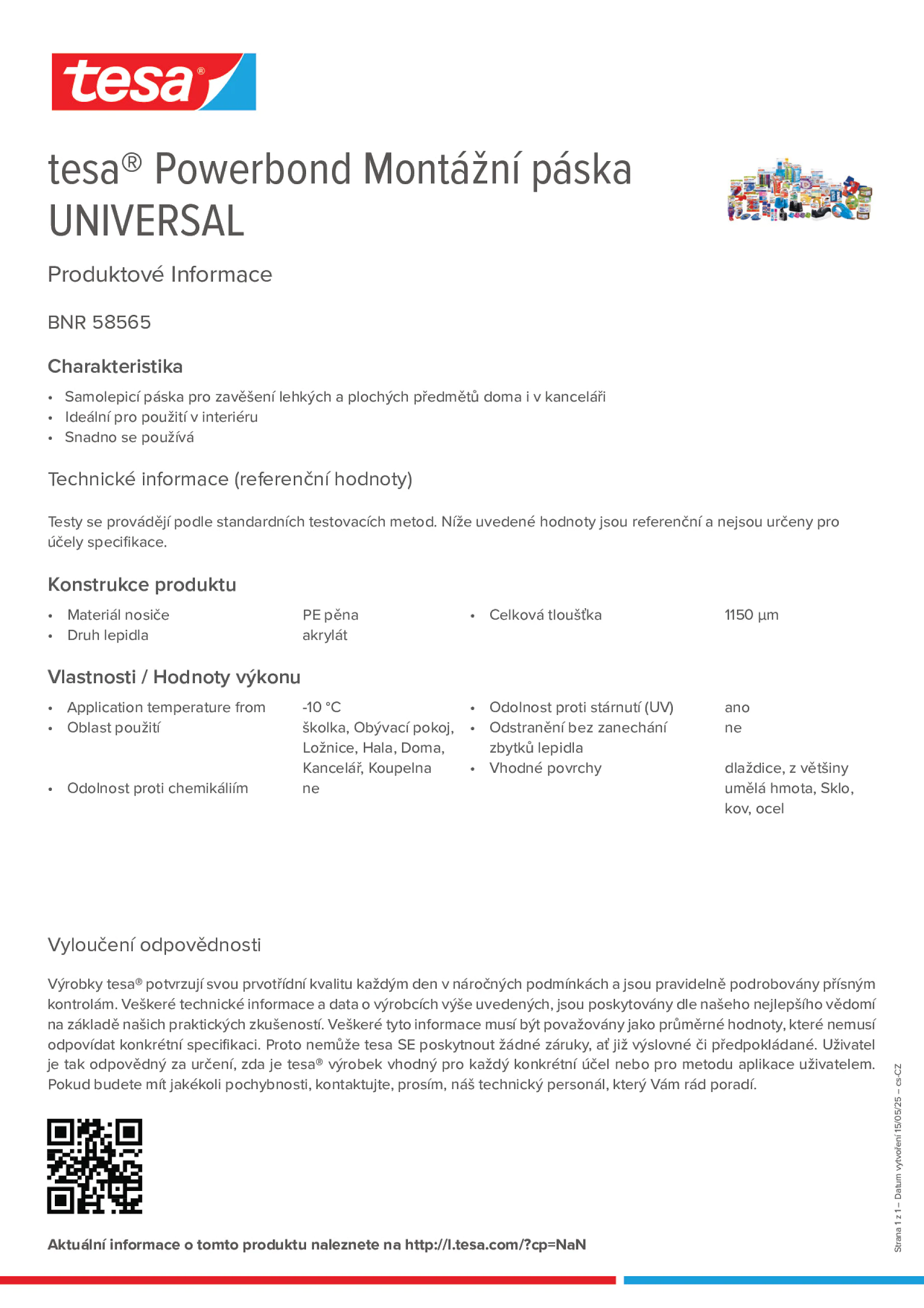 Product information_tesa® Powerbond 58565_cs-CZ