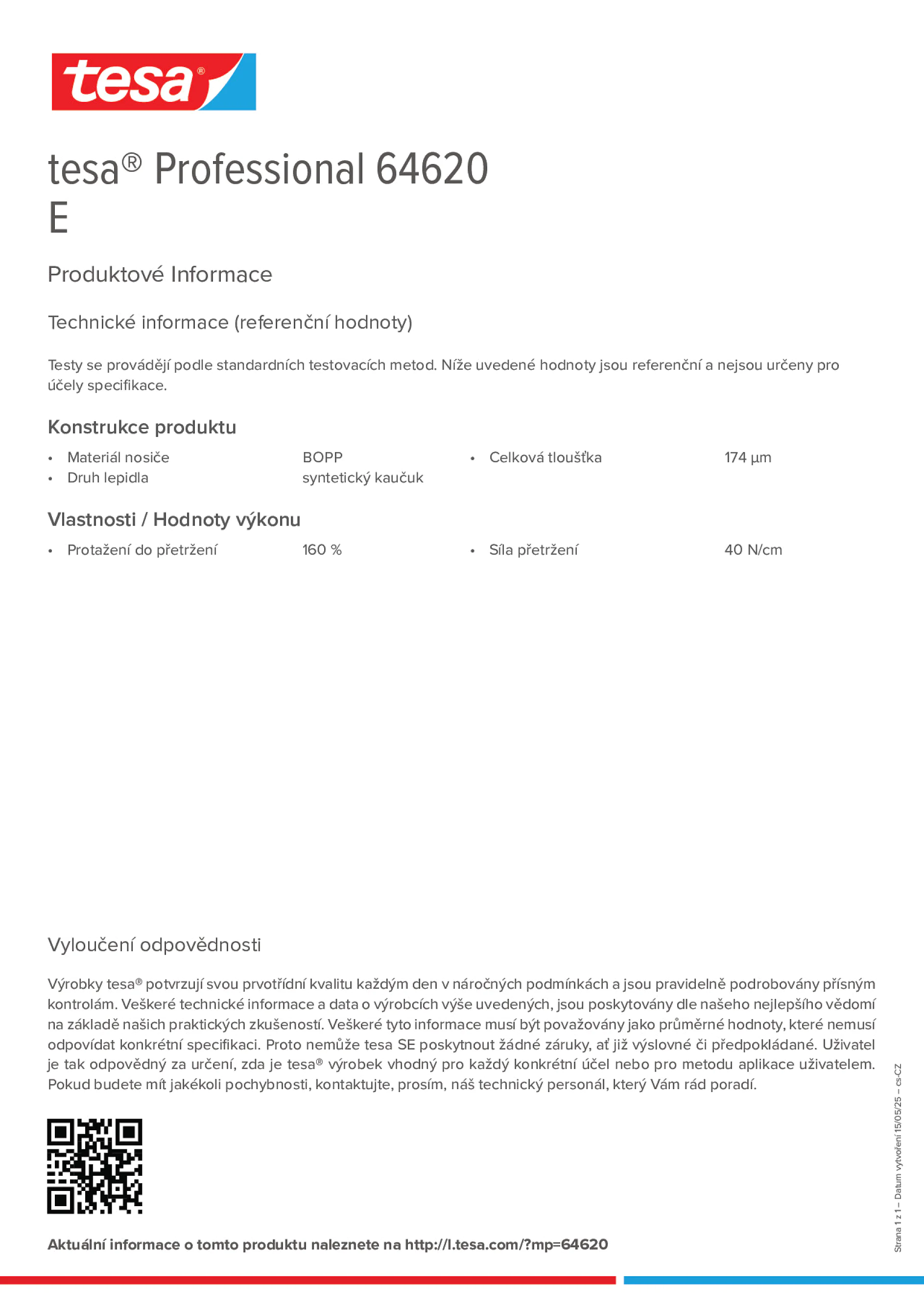 Product information_tesa® Professional 64620_cs-CZ