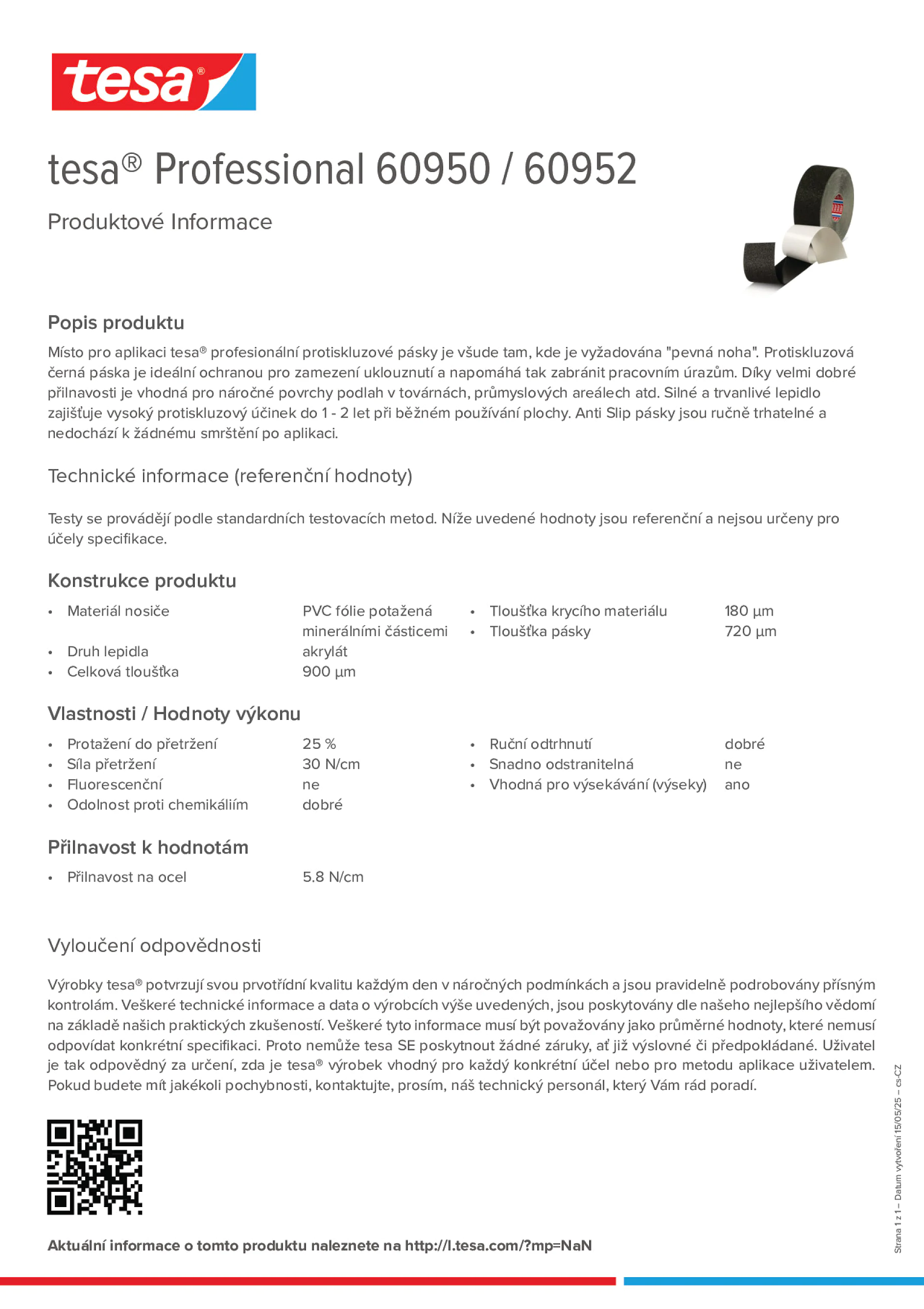 Product information_tesa® Professional 60950 / 60952_cs-CZ