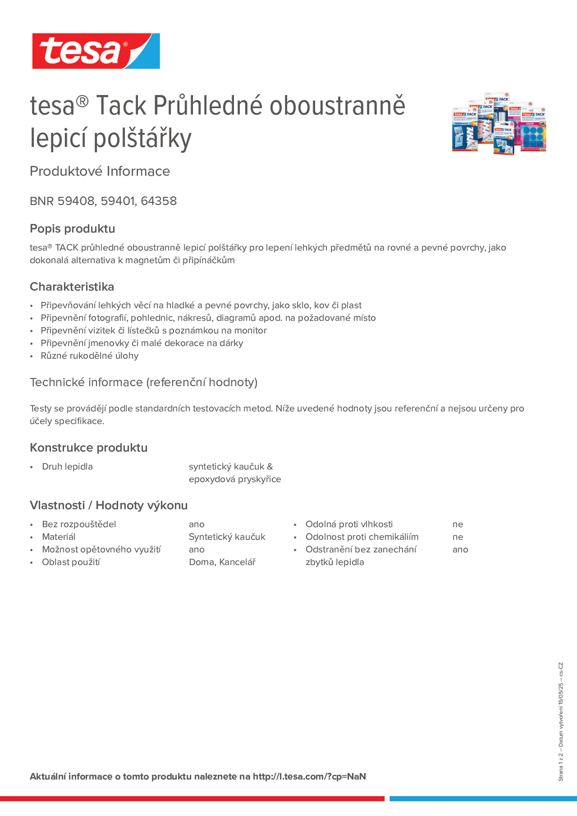 Product information_tesa® Tack 59401_cs-CZ