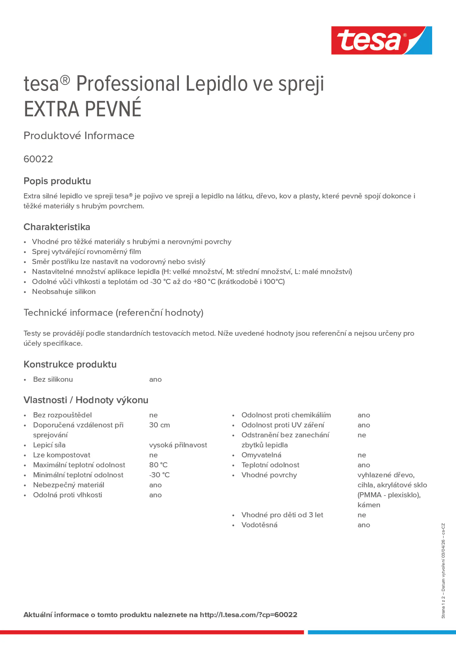 Product information_tesa® Professional 60022_cs-CZ