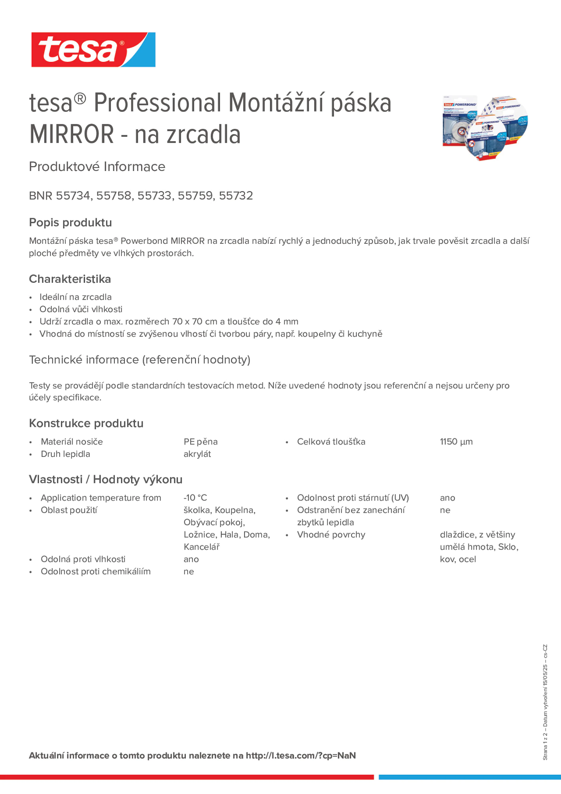 Product information_tesa® Professional 55733_cs-CZ