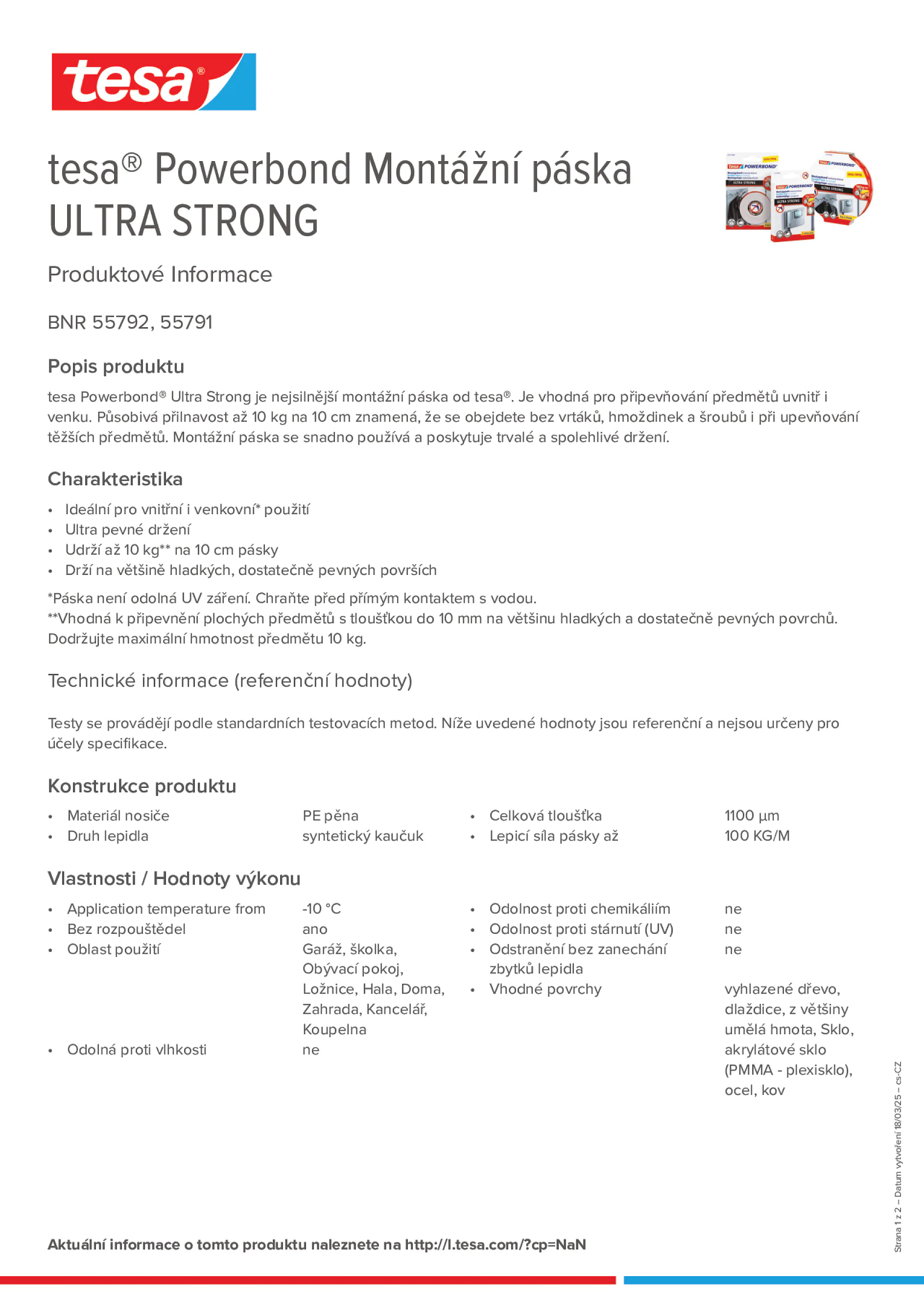 Product information_tesa® Powerbond 55791_cs-CZ
