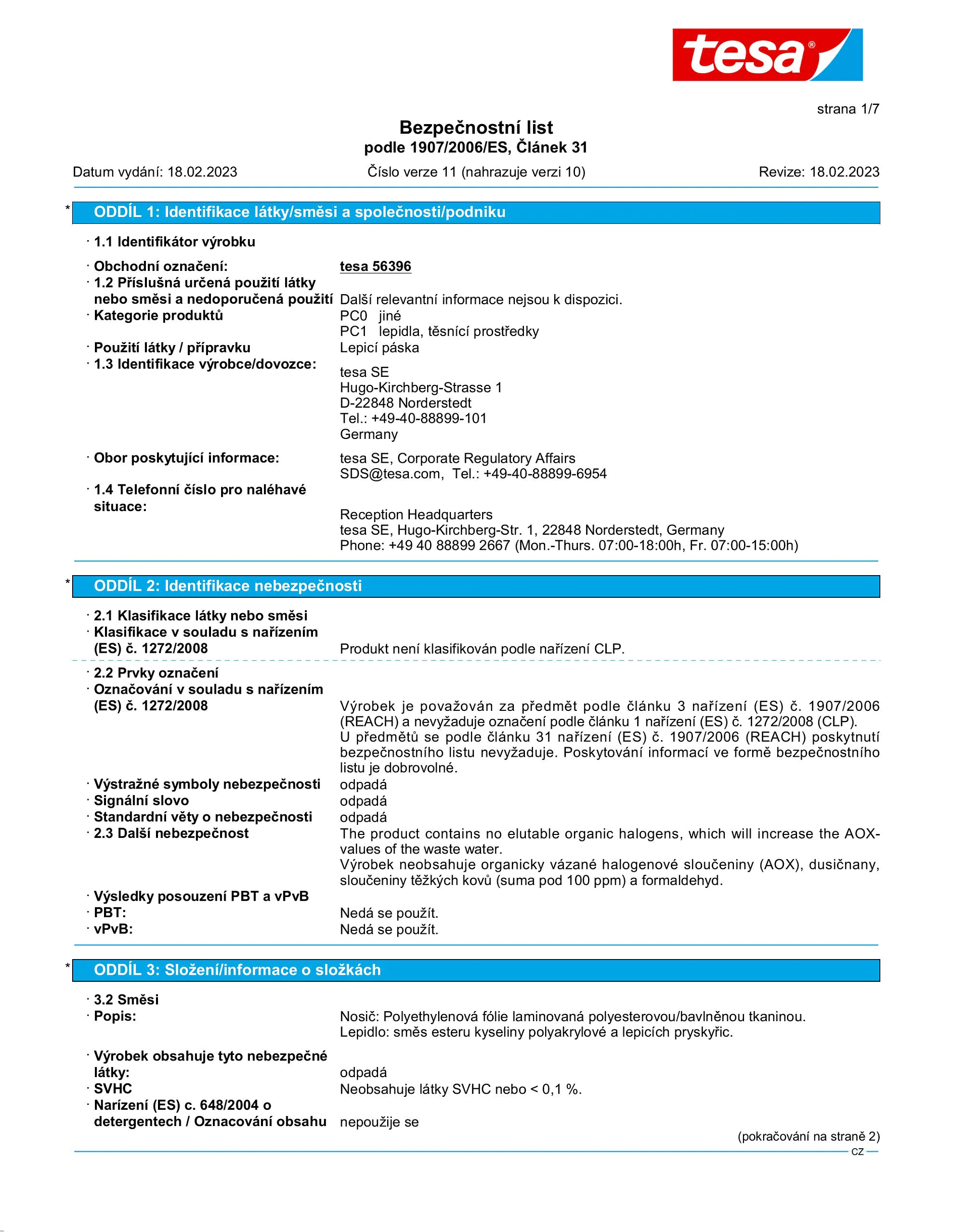 Safety data sheet_tesa® extra Power 56348_cs-CZ_v11